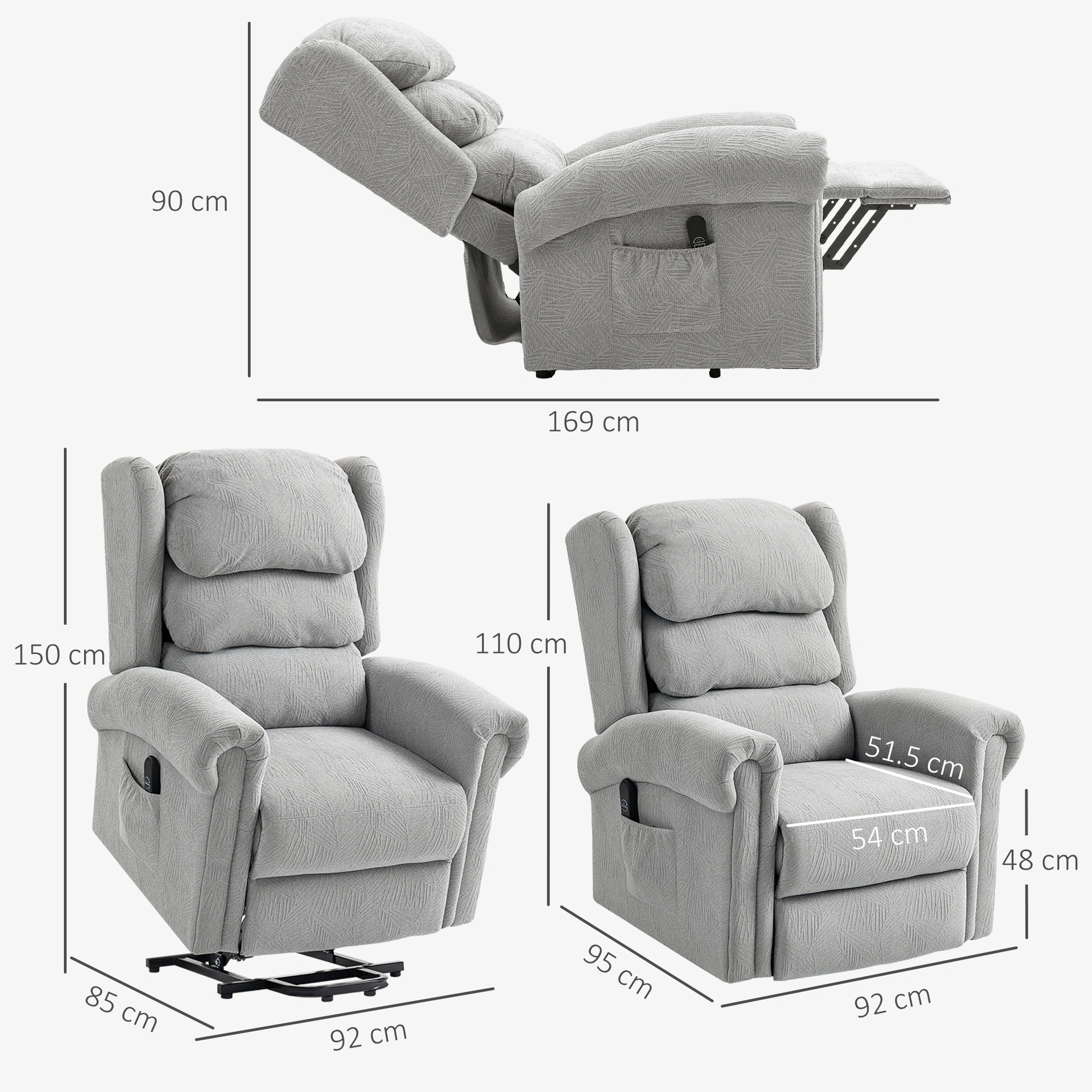 Riser Recliner Chair Power Lift Recliner with Massage Heat Remote Control for Living Room view 2