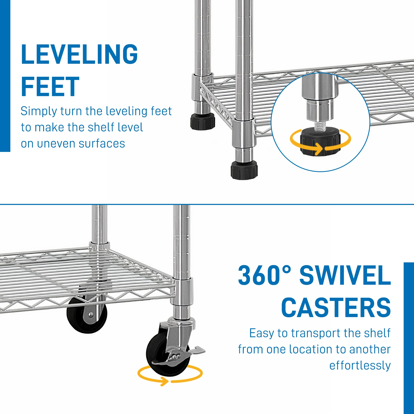 6-Tier disassembly and free assembly NSF-Certified Steel Wire Shelving with Wheels view 13