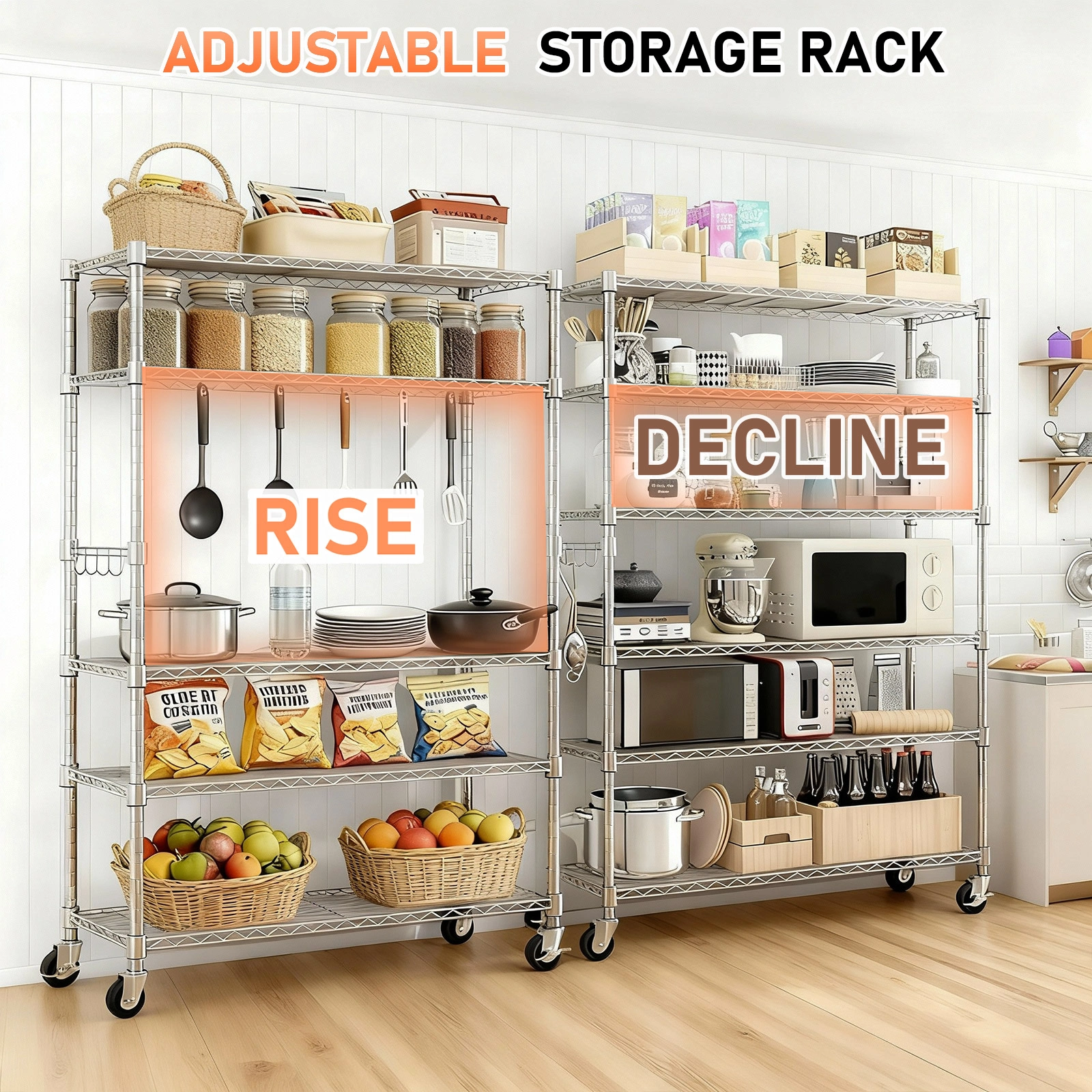 6-Tier disassembly and free assembly NSF-Certified Steel Wire Shelving with Wheels view 21
