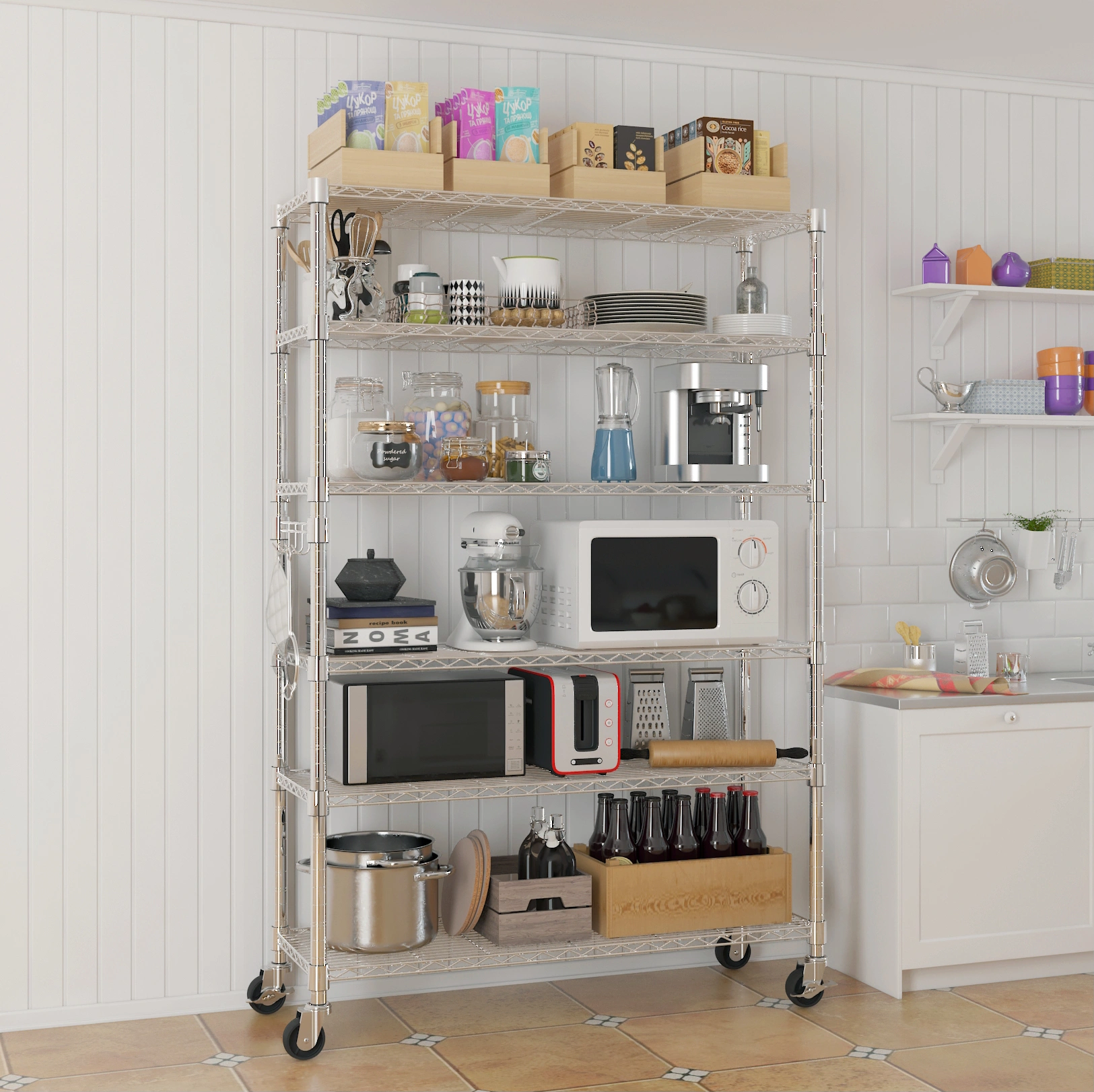 6-Tier disassembly and free assembly NSF-Certified Steel Wire Shelving with Wheels view 23