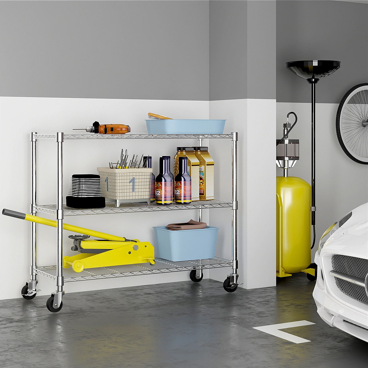 6-Tier disassembly and free assembly NSF-Certified Steel Wire Shelving with Wheels view 24