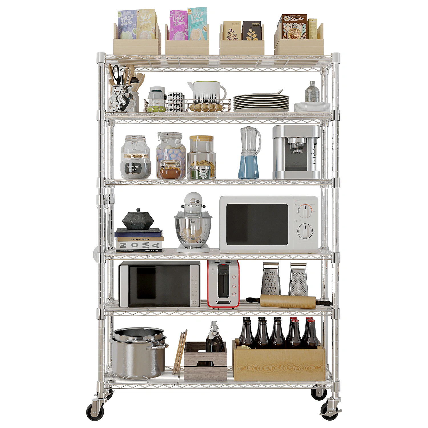 6-Tier disassembly and free assembly NSF-Certified Steel Wire Shelving with Wheels view 25