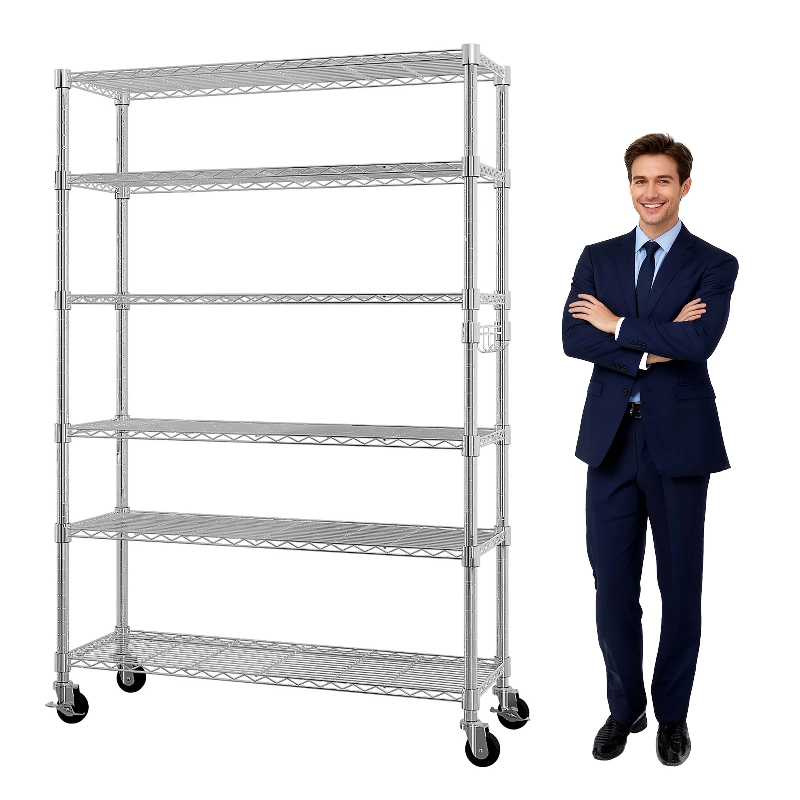 6-Tier disassembly and free assembly NSF-Certified Steel Wire Shelving with Wheels view 4