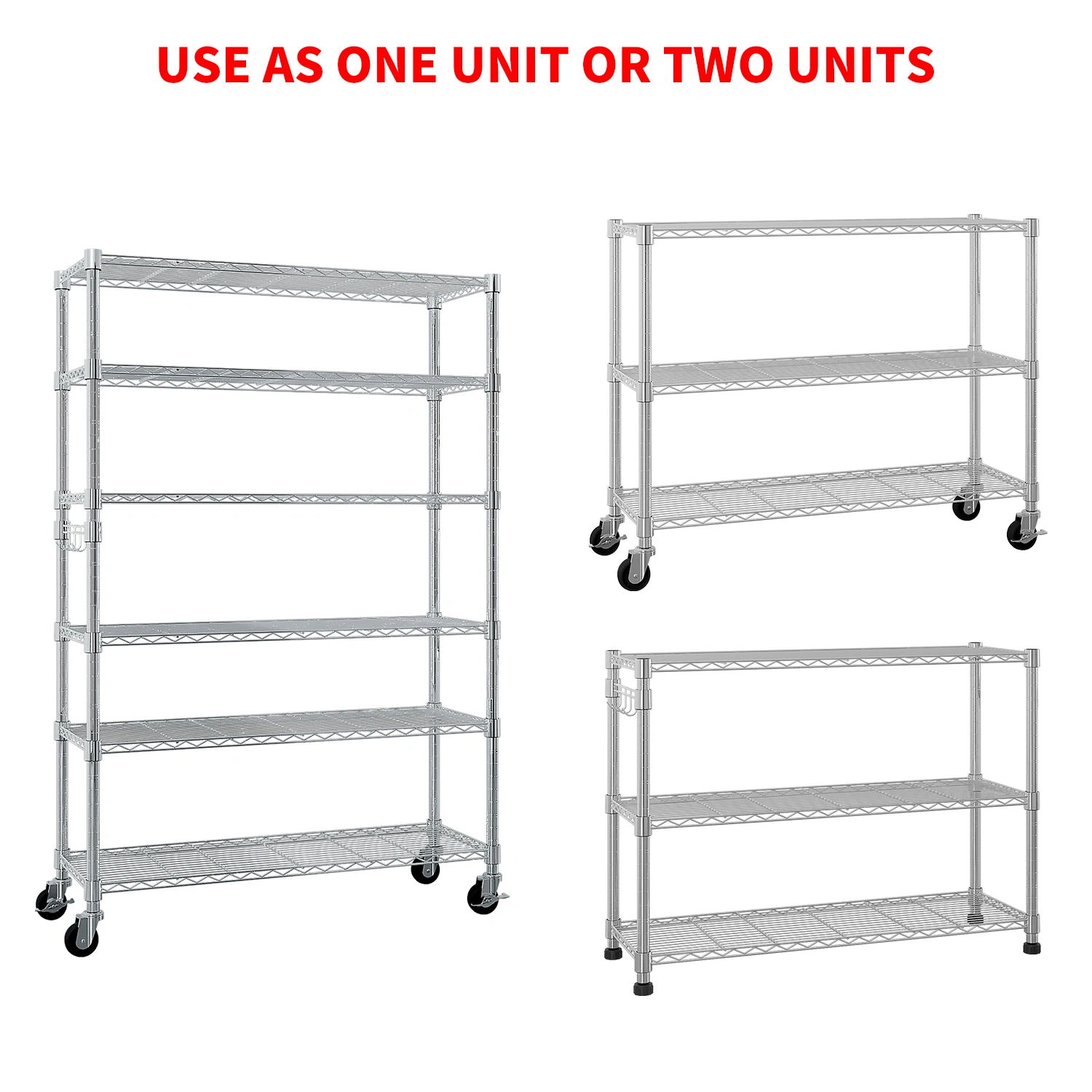 6-Tier disassembly and free assembly NSF-Certified Steel Wire Shelving with Wheels view 7