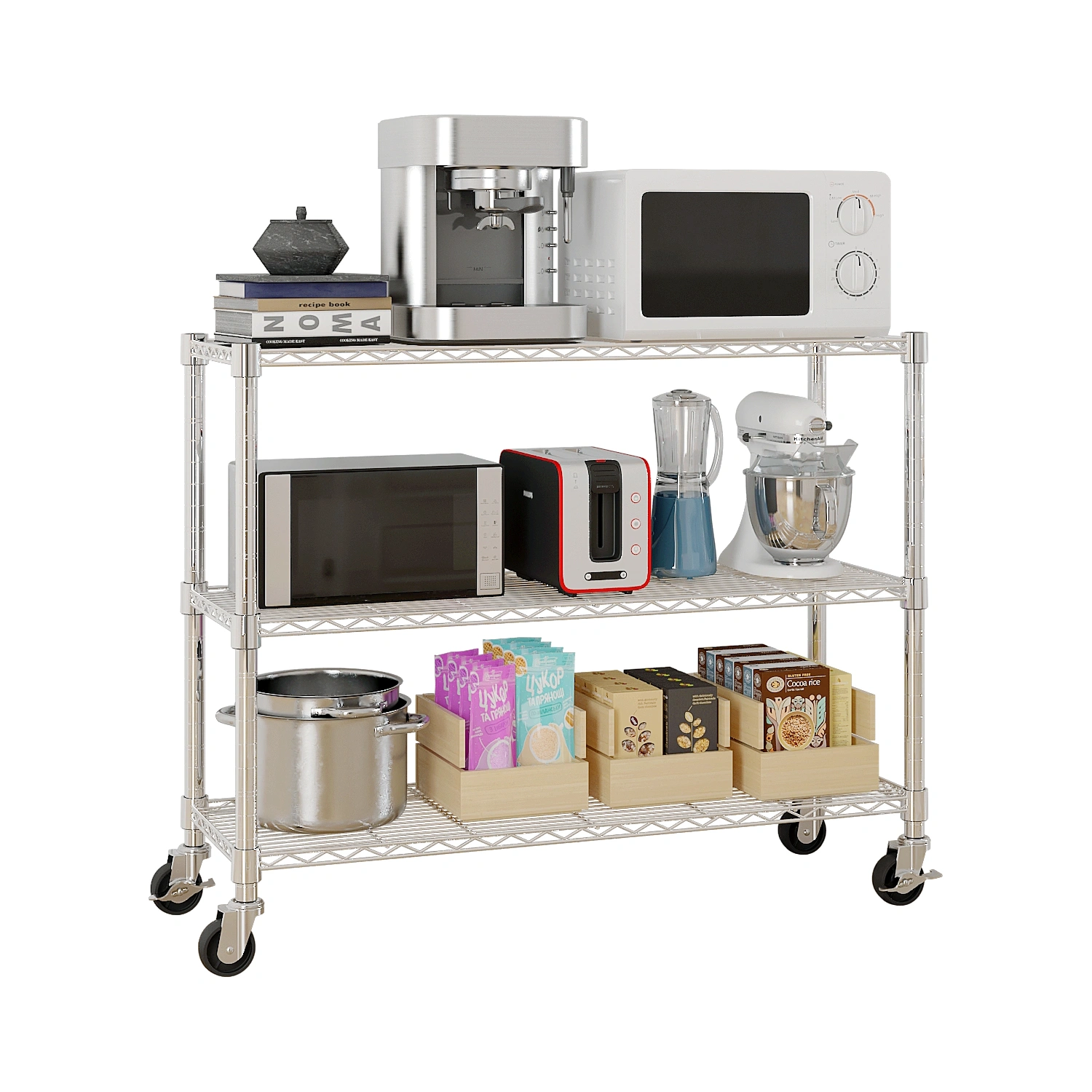 6-Tier disassembly and free assembly NSF-Certified Steel Wire Shelving with Wheels view 8