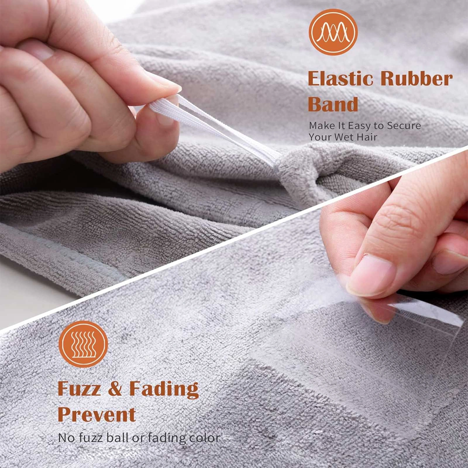 3 Piece Hair Towel Wrap for Women, Microfiber Hair Turban Ultra Absorbent Hair Dryer Cap for Curly Long Thick Hair, Blue Grey Pink view 6