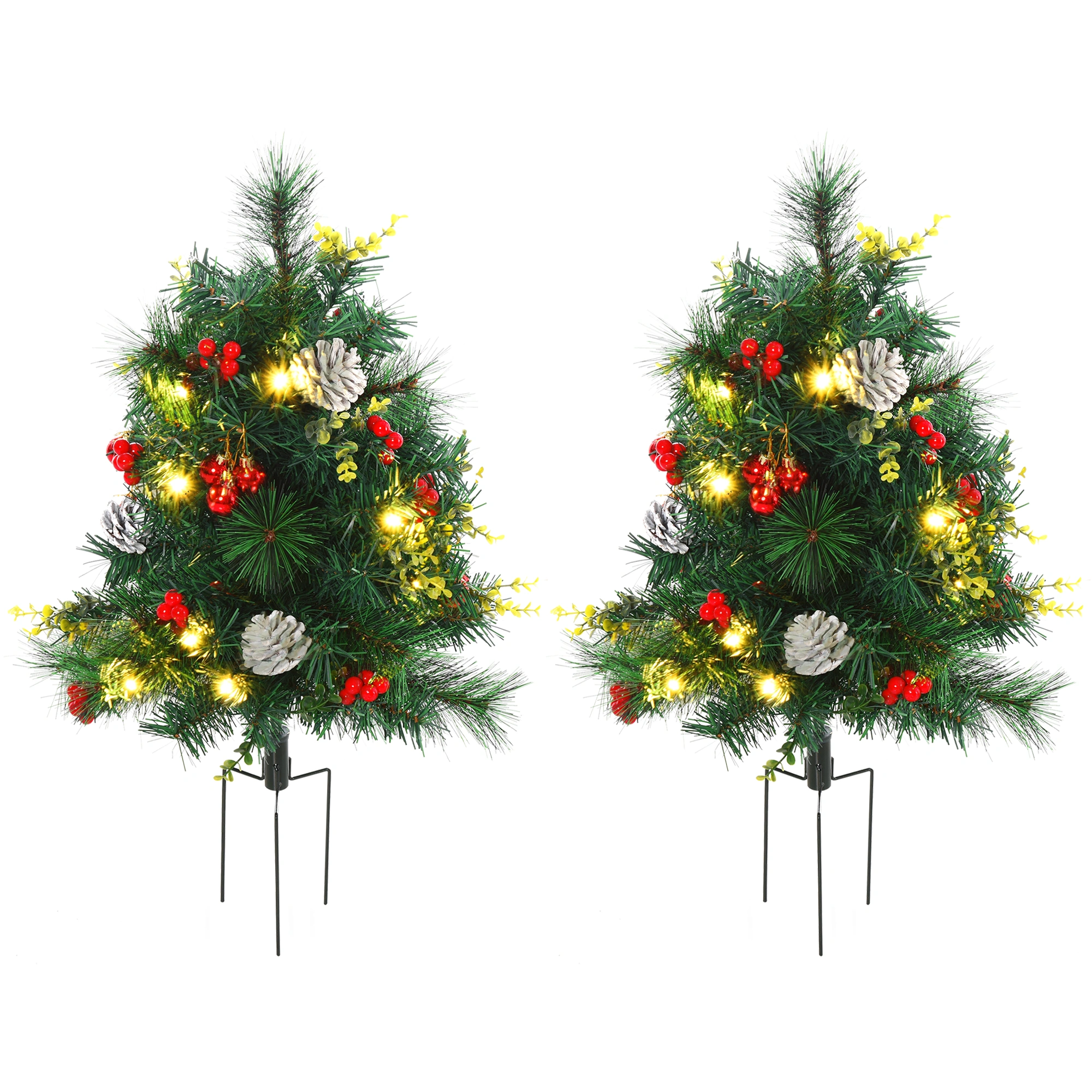 Artificial Christmas Tree 6.5ft Pre-Lit with LED Lights and Ornaments, Full Pine Style