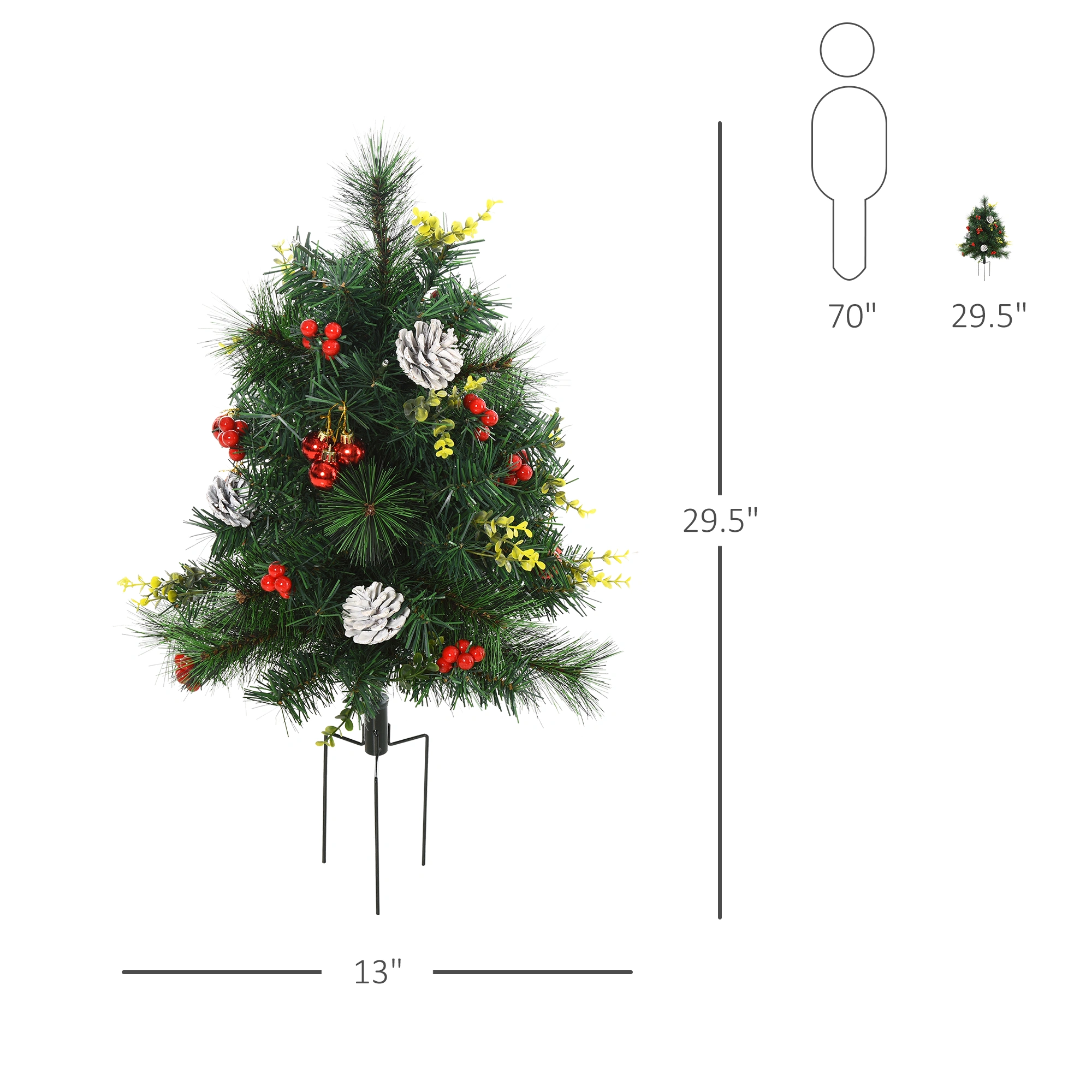 Artificial Christmas Tree 6.5ft Pre-Lit with LED Lights and Ornaments, Full Pine Style view 2