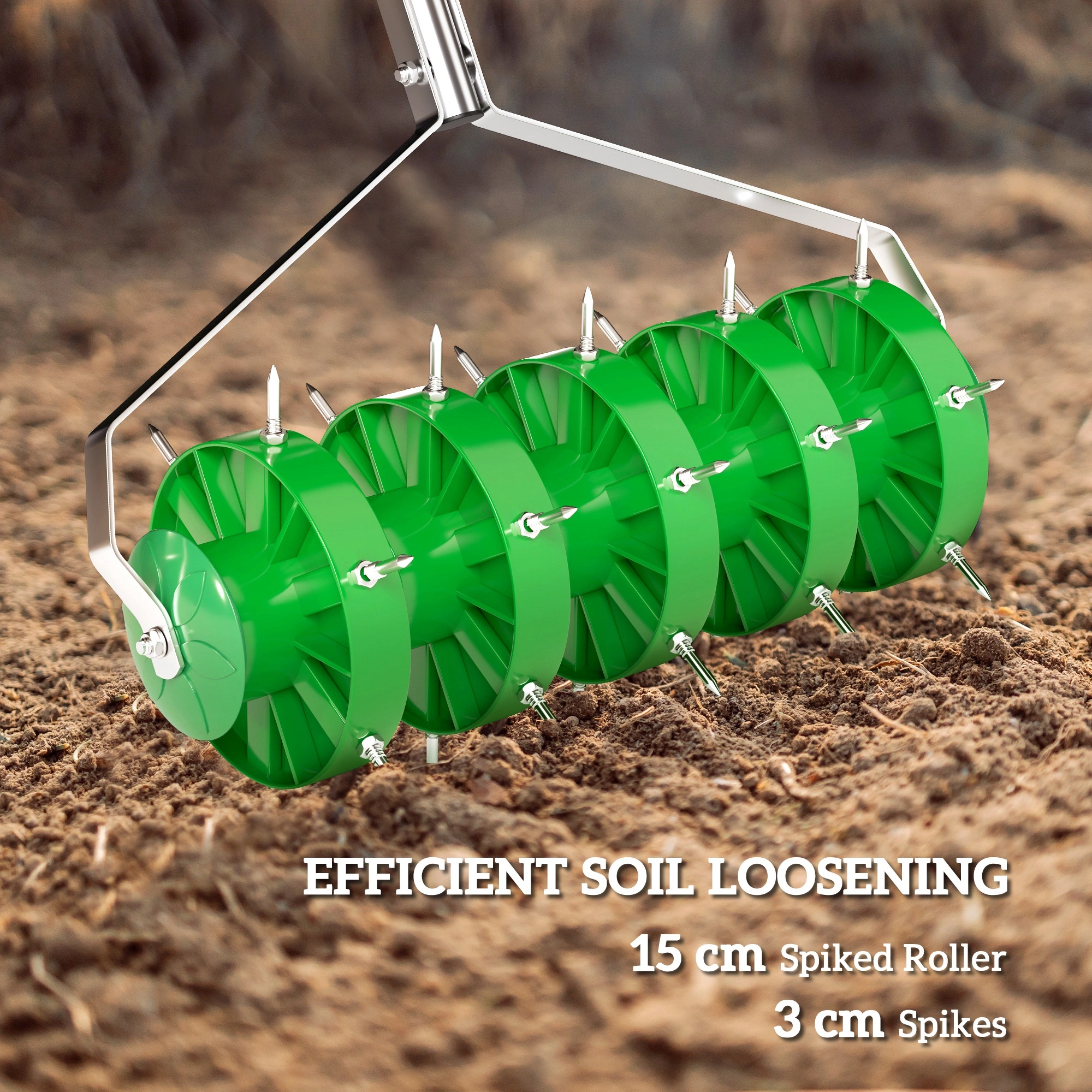 Manual Rolling Lawn Aerator Shoe with Sharp Metal Spikes, Lawn Care Tool for Yard view 3