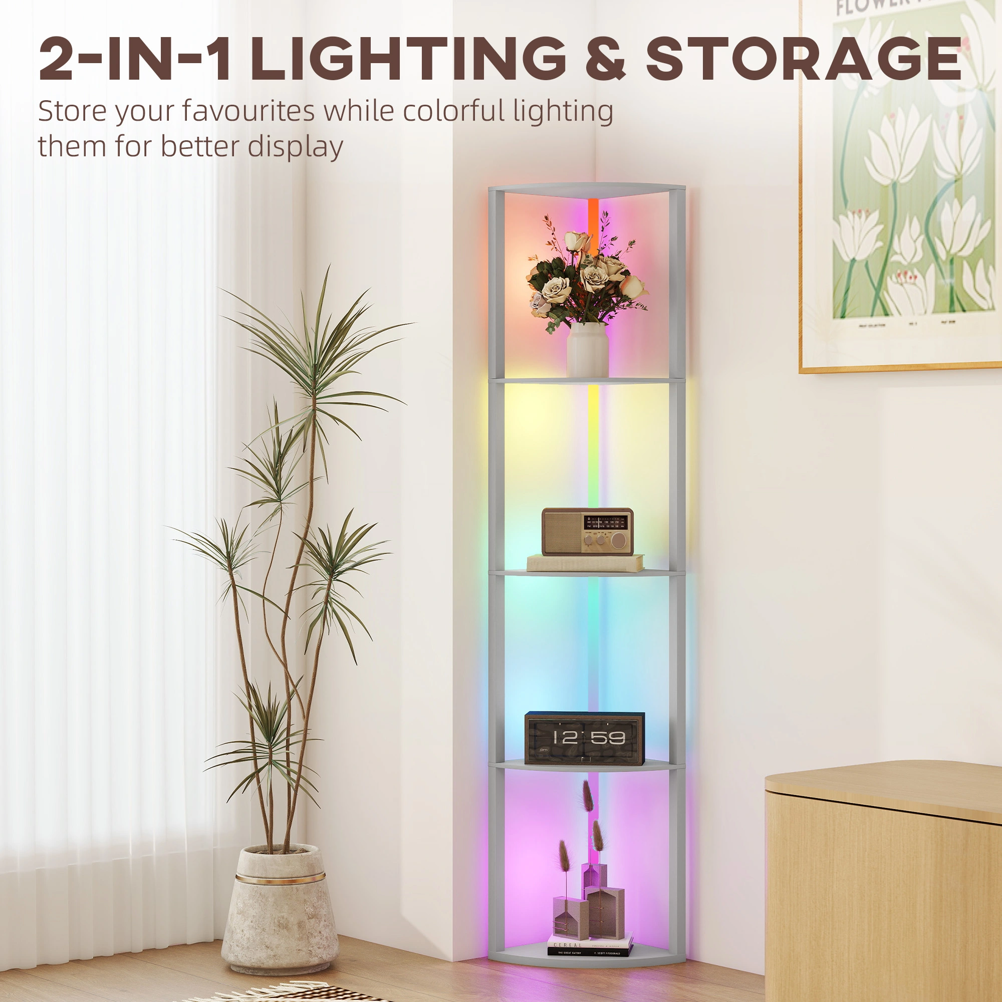 Modern Floor Lamp, Tall Standing Lamp with LED Light for Living Room, Bedroom, Office, Read Floor Lighting view 2