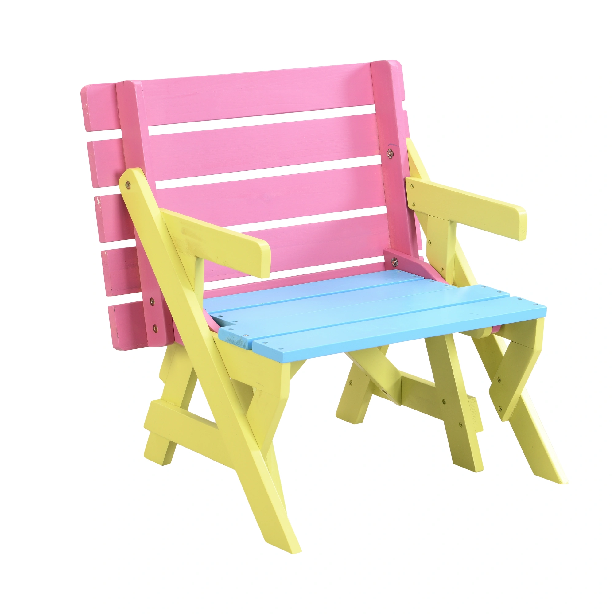 Kids Multi-Function Arm Chair Table with 2 Benches All-in-One Convertible Set view 5