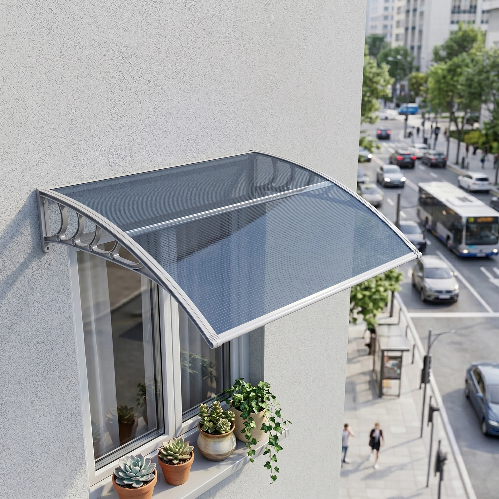 Awning for Door Entrance Window, 38x40 Inch Window Canopy Exterior, UV Rain Snow Protection for House Porch Patio Deck, Gray Bracket & Gray Blue Board view 11