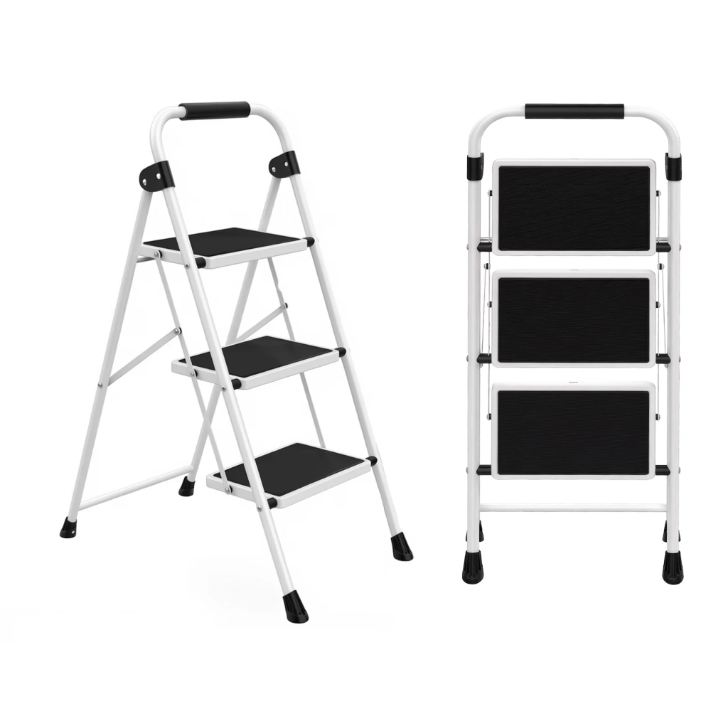 Step Ladder,Folding Step Stools 330 lbs Capacity, 2-Inch Thin for Storage, Anti-Slip Pedals & Handrails, Sturdy Steel for Home (Shipment from Walmart)