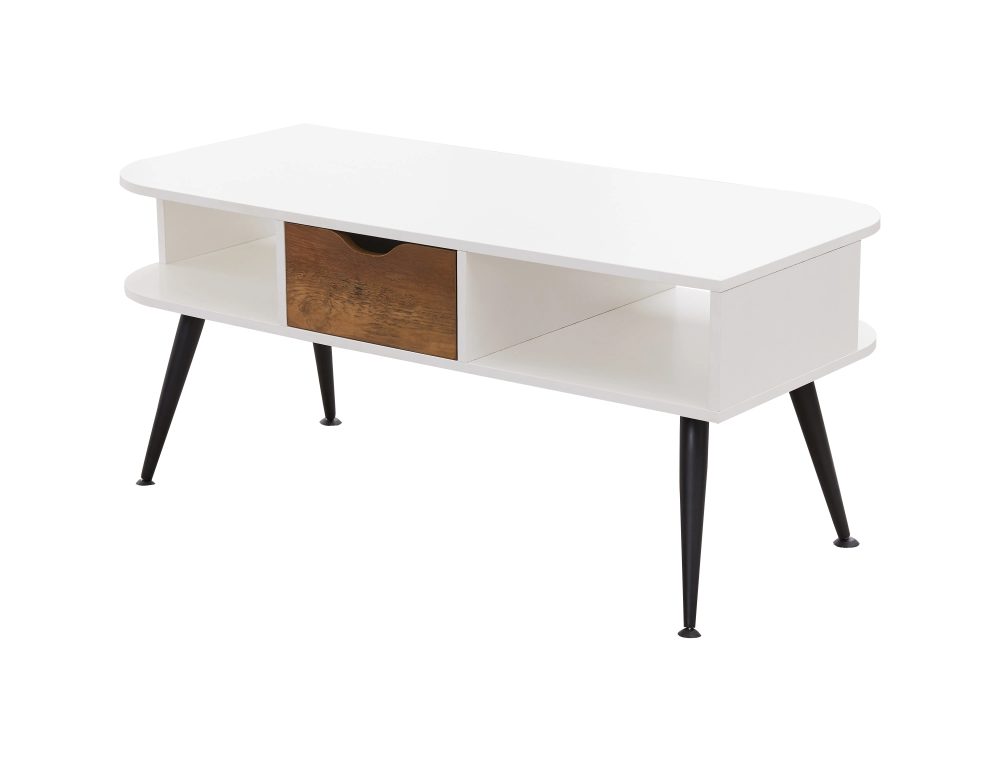 Modern White Coffee Table for Living Room - Contemporary Low Profile Center Table view 3