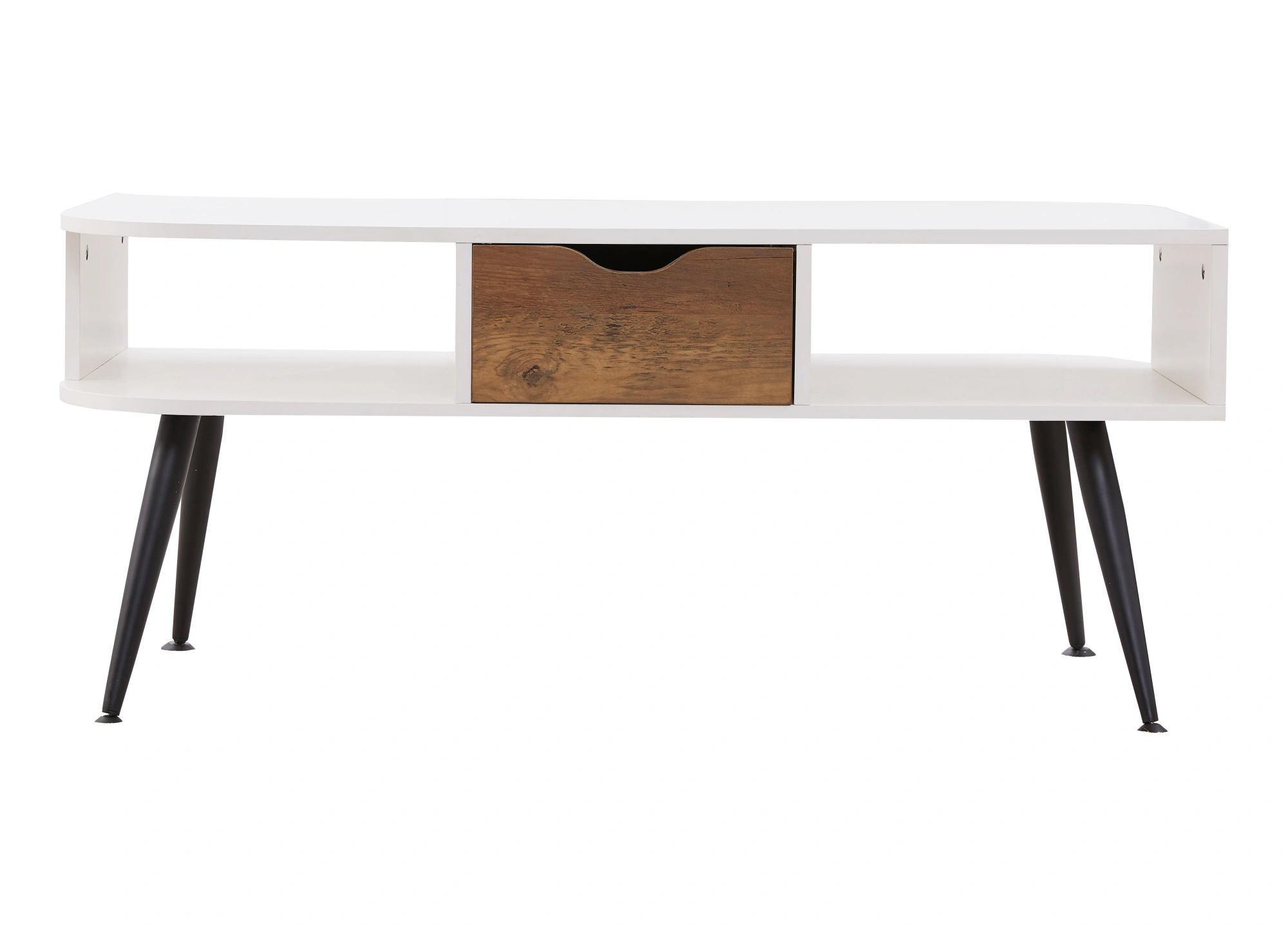 Modern White Coffee Table for Living Room - Contemporary Low Profile Center Table view 4