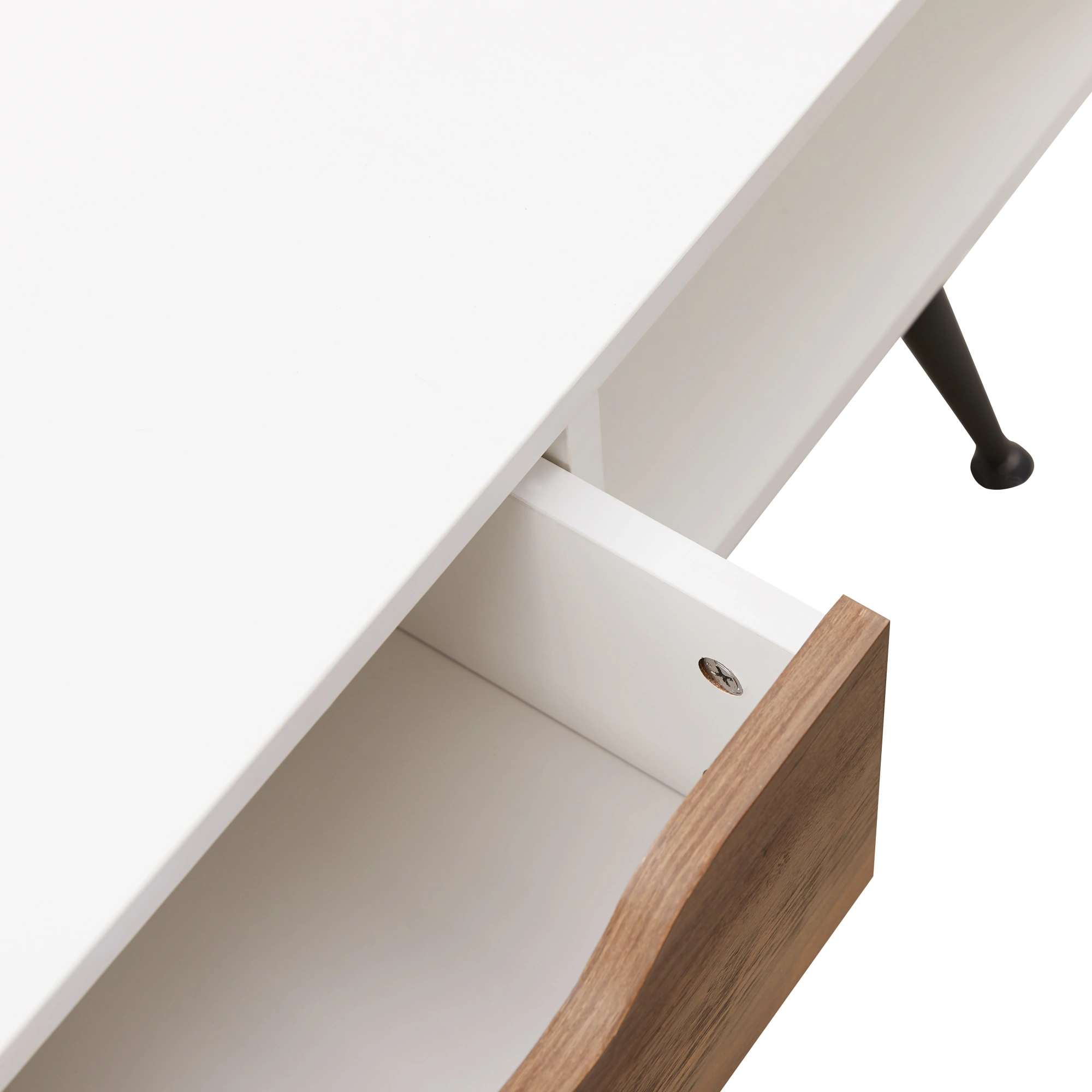 Modern White Coffee Table for Living Room - Contemporary Low Profile Center Table view 5