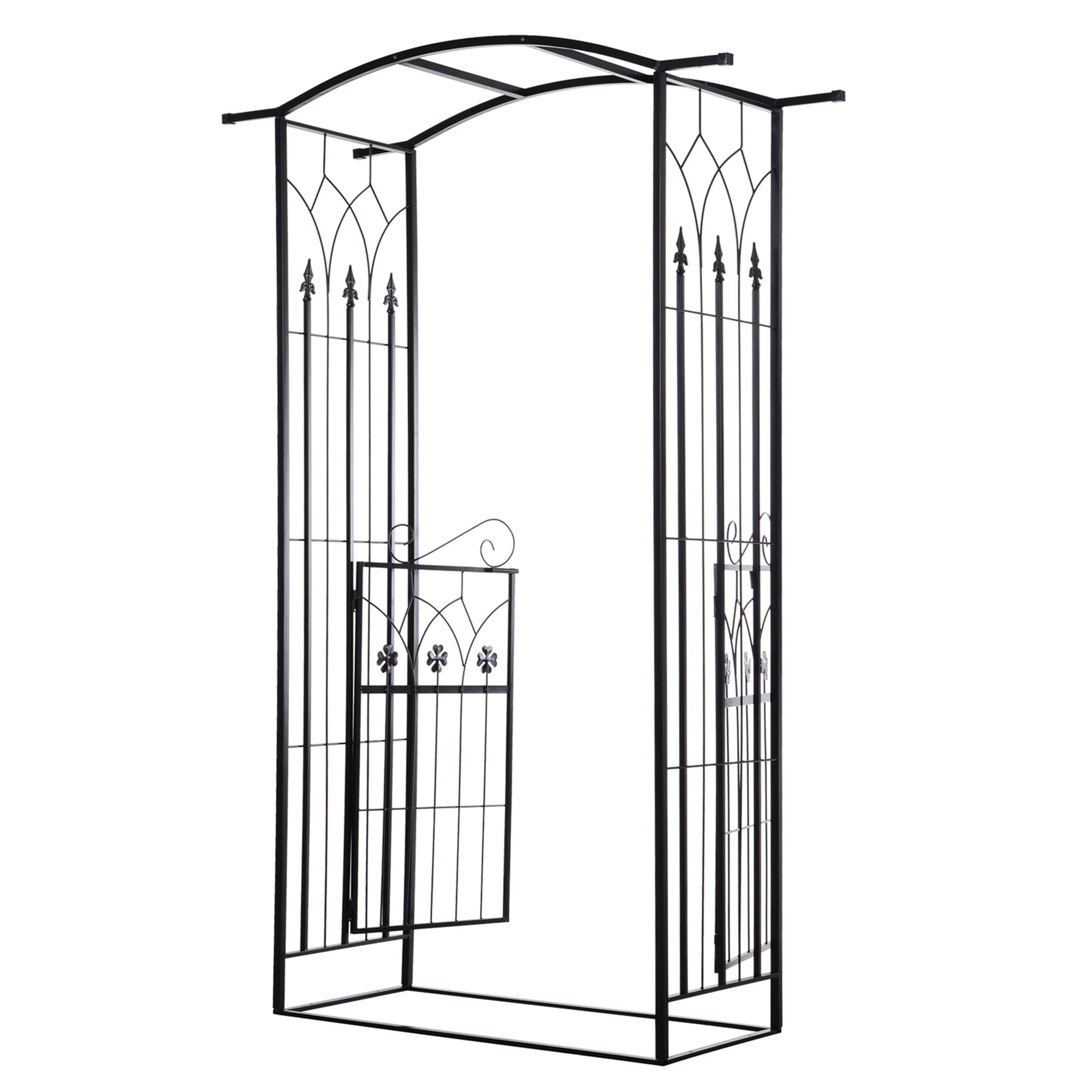 Metal Garden Arch Archway Outdoor Walkway Entry Gate Steel Pergola Yard Pathway Decor view 2