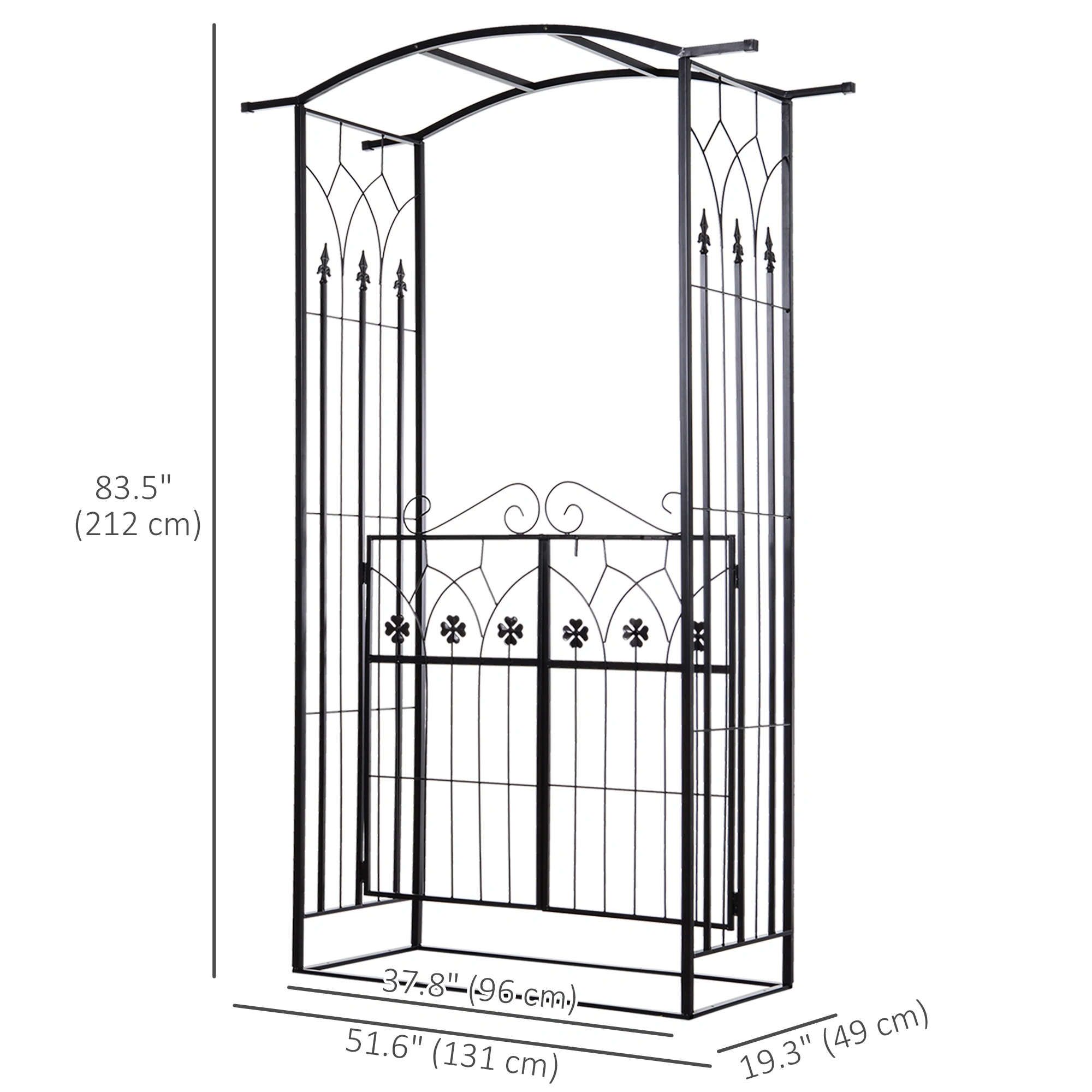 Metal Garden Arch Archway Outdoor Walkway Entry Gate Steel Pergola Yard Pathway Decor view 3