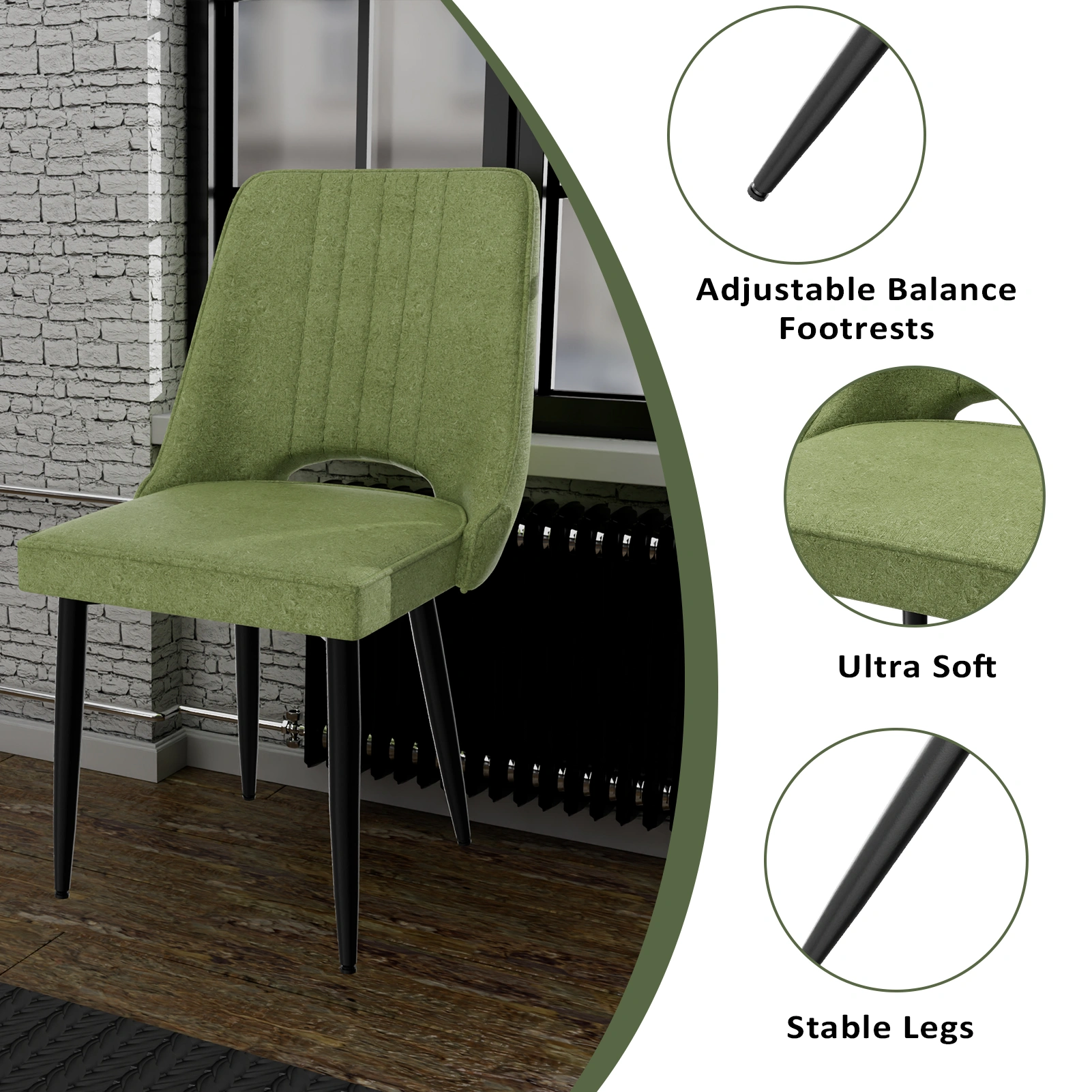 Set of 2 Dining Chairs, PU Leather Kitchen Chair with Backrest, Dining Room Chairs for Living Room, Lounge, Counter Height view 2