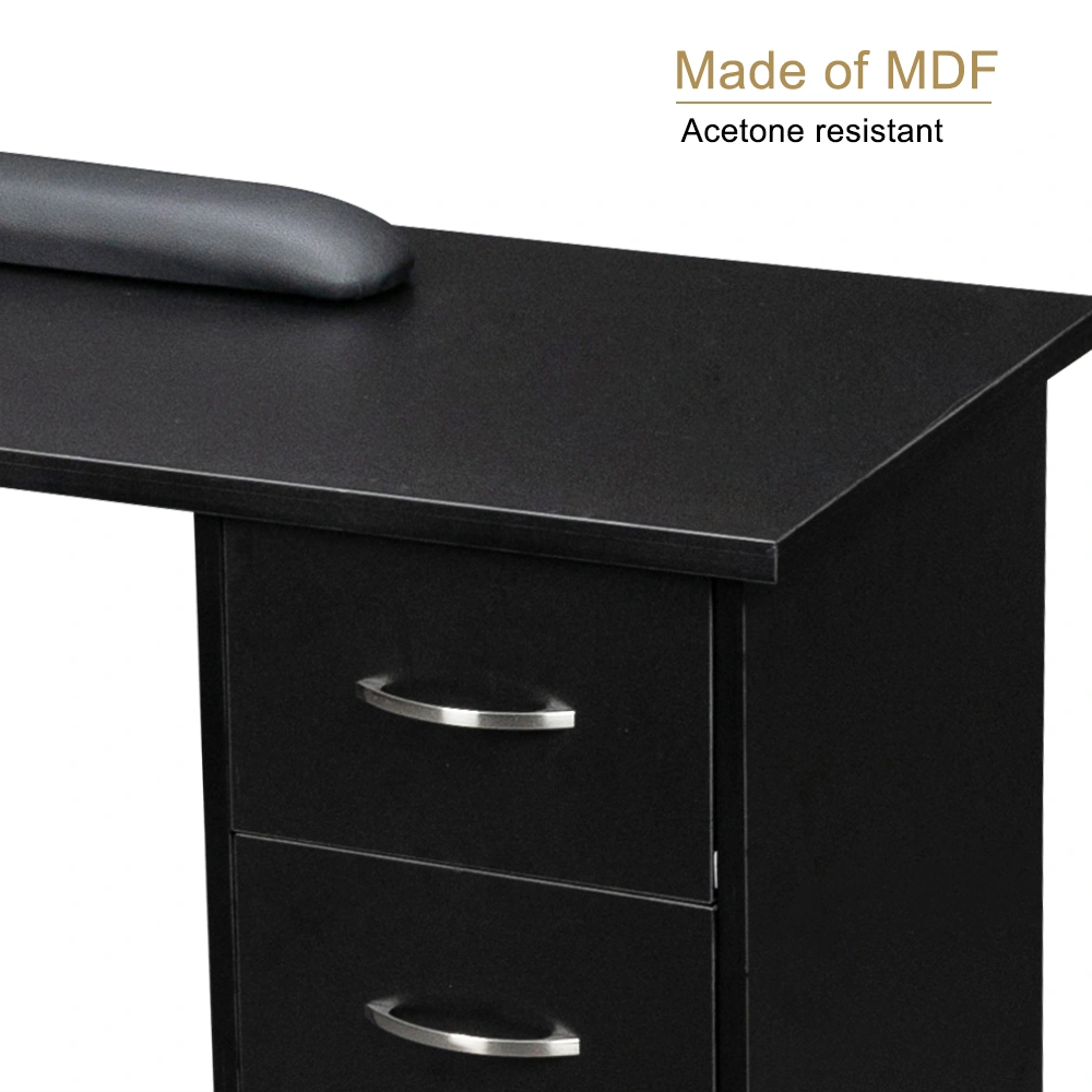 Double Edged Manicure Nail Table with Drawer Black view 13