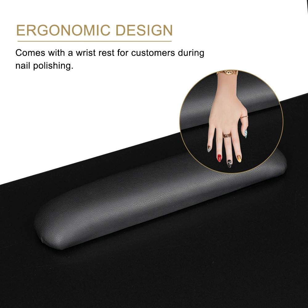 Double Edged Manicure Nail Table with Drawer Black view 16