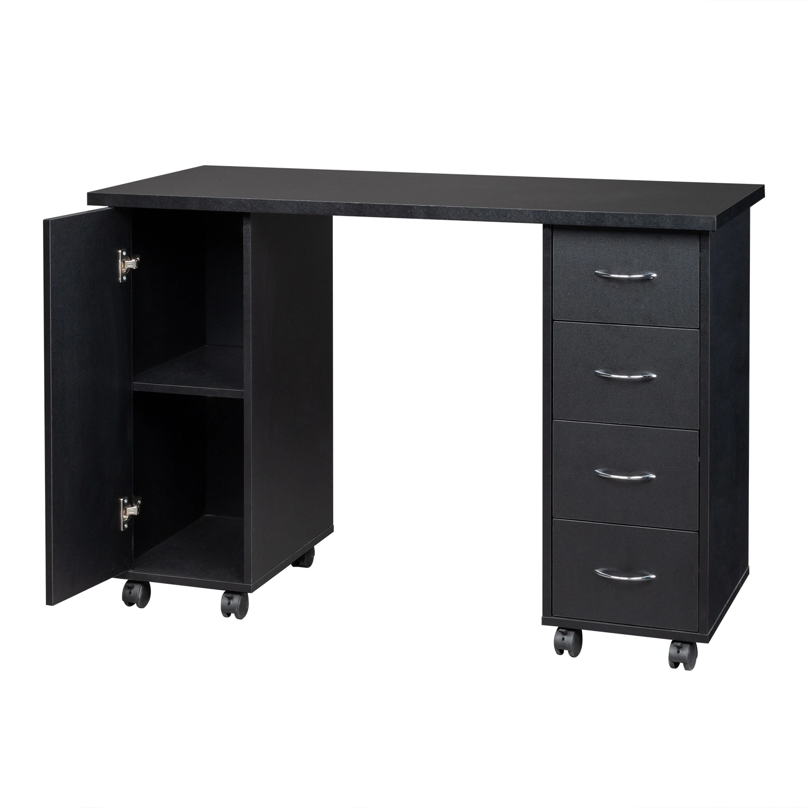 Double Edged Manicure Nail Table with Drawer Black view 19