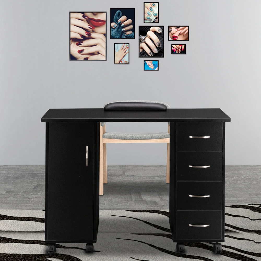 Double Edged Manicure Nail Table with Drawer Black view 22