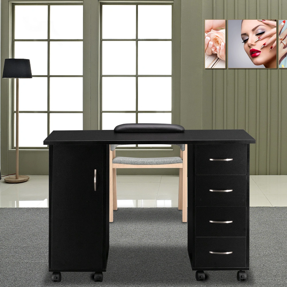 Double Edged Manicure Nail Table with Drawer Black view 23