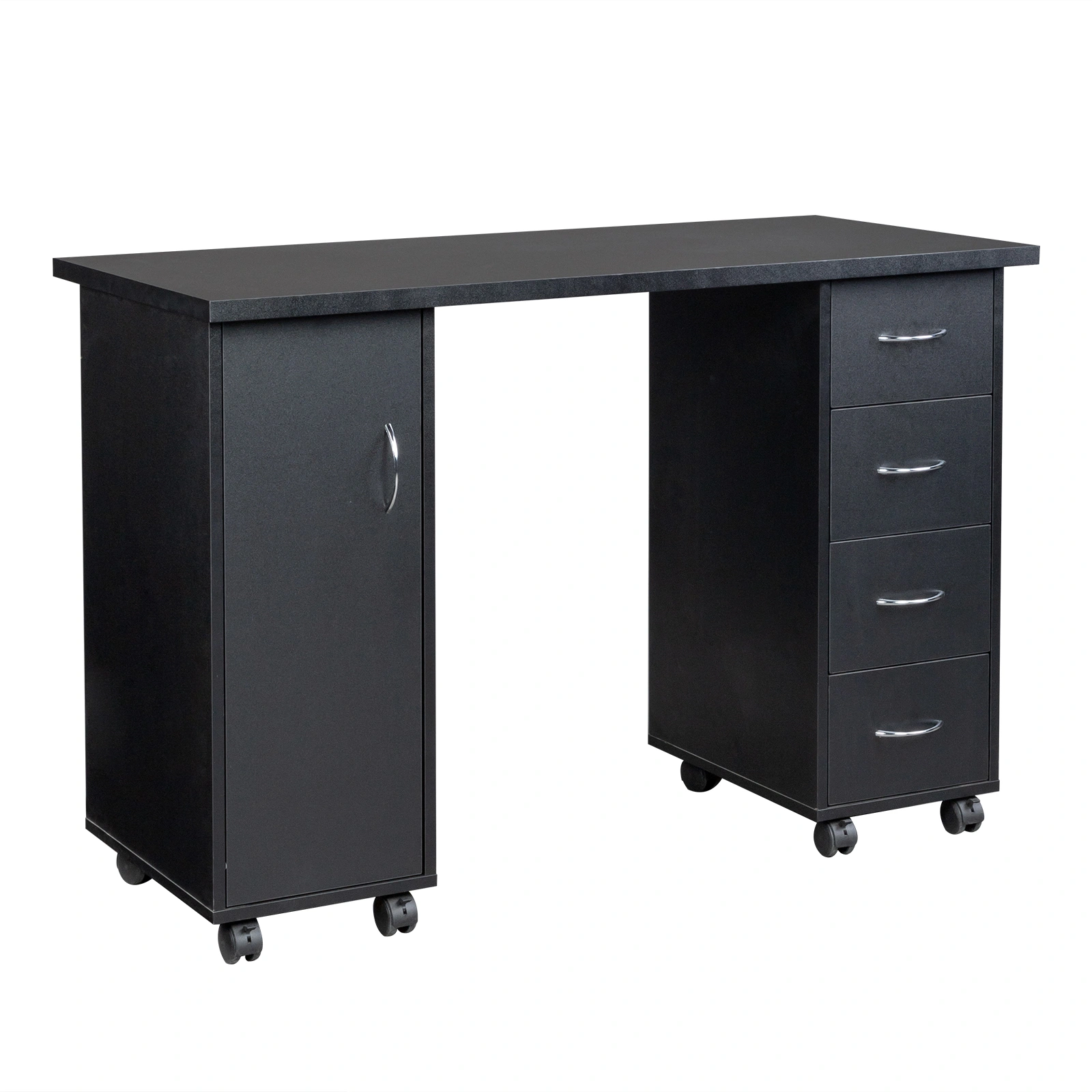 Double Edged Manicure Nail Table with Drawer Black view 28