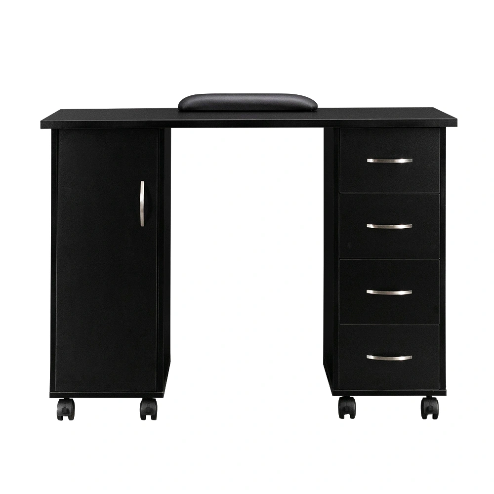 Double Edged Manicure Nail Table with Drawer Black view 6