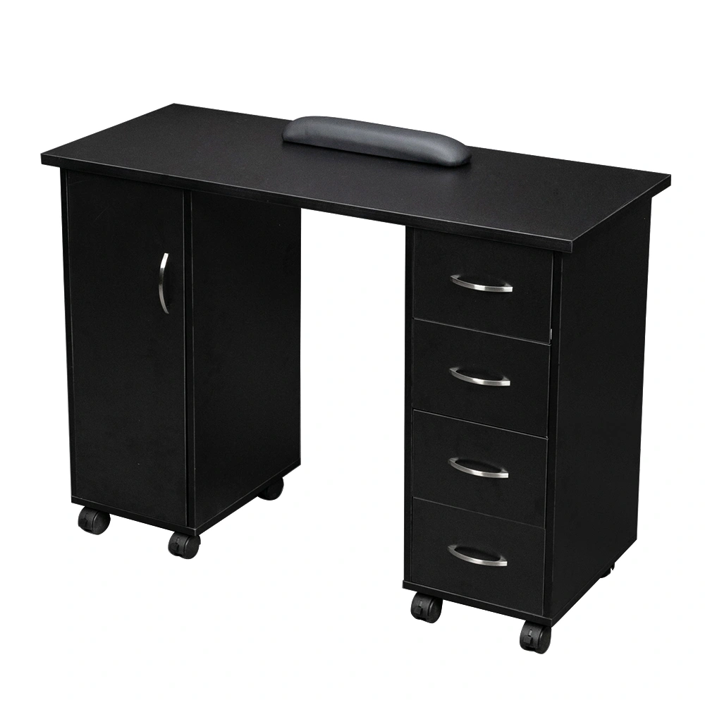 Double Edged Manicure Nail Table with Drawer Black view 7