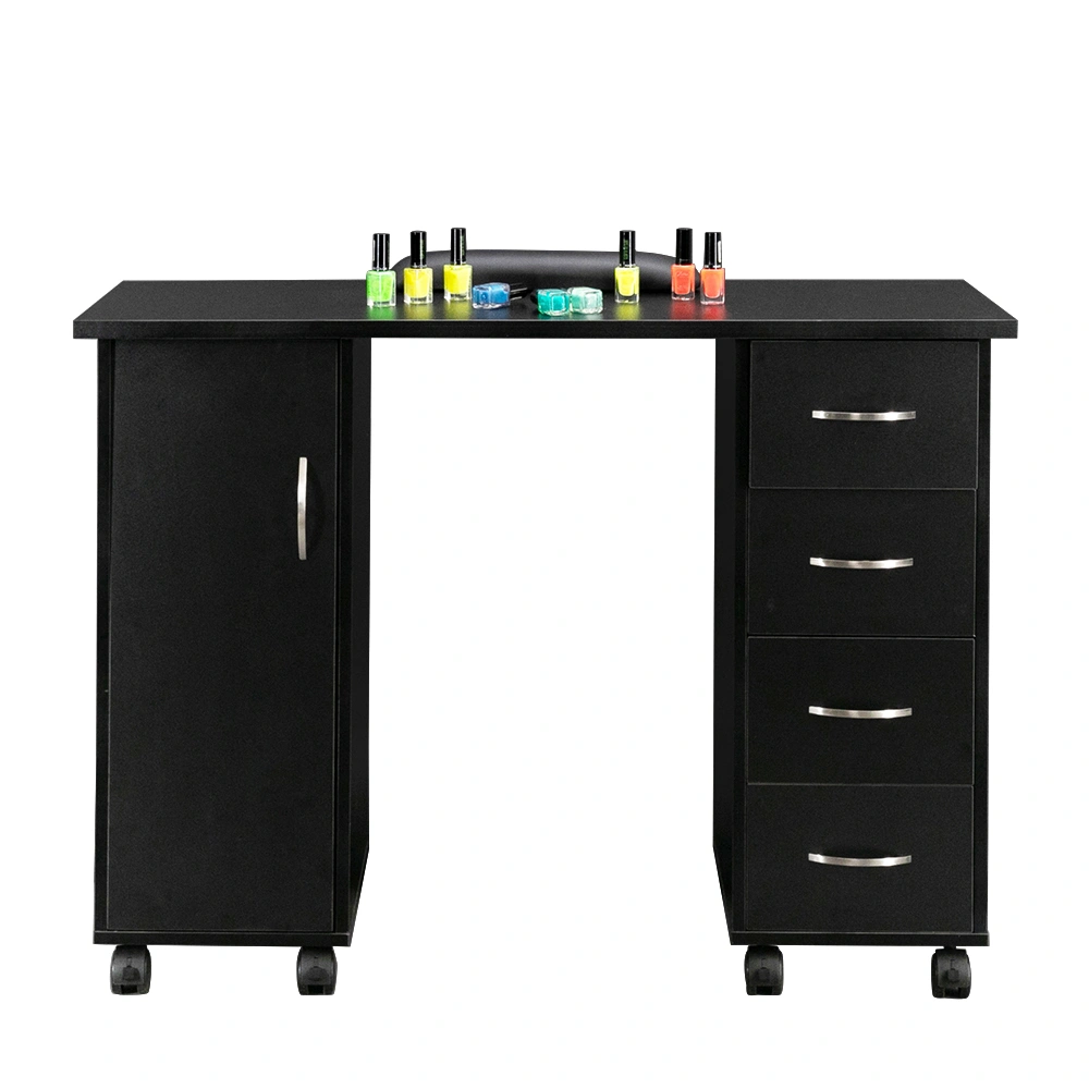 Double Edged Manicure Nail Table with Drawer Black view 8