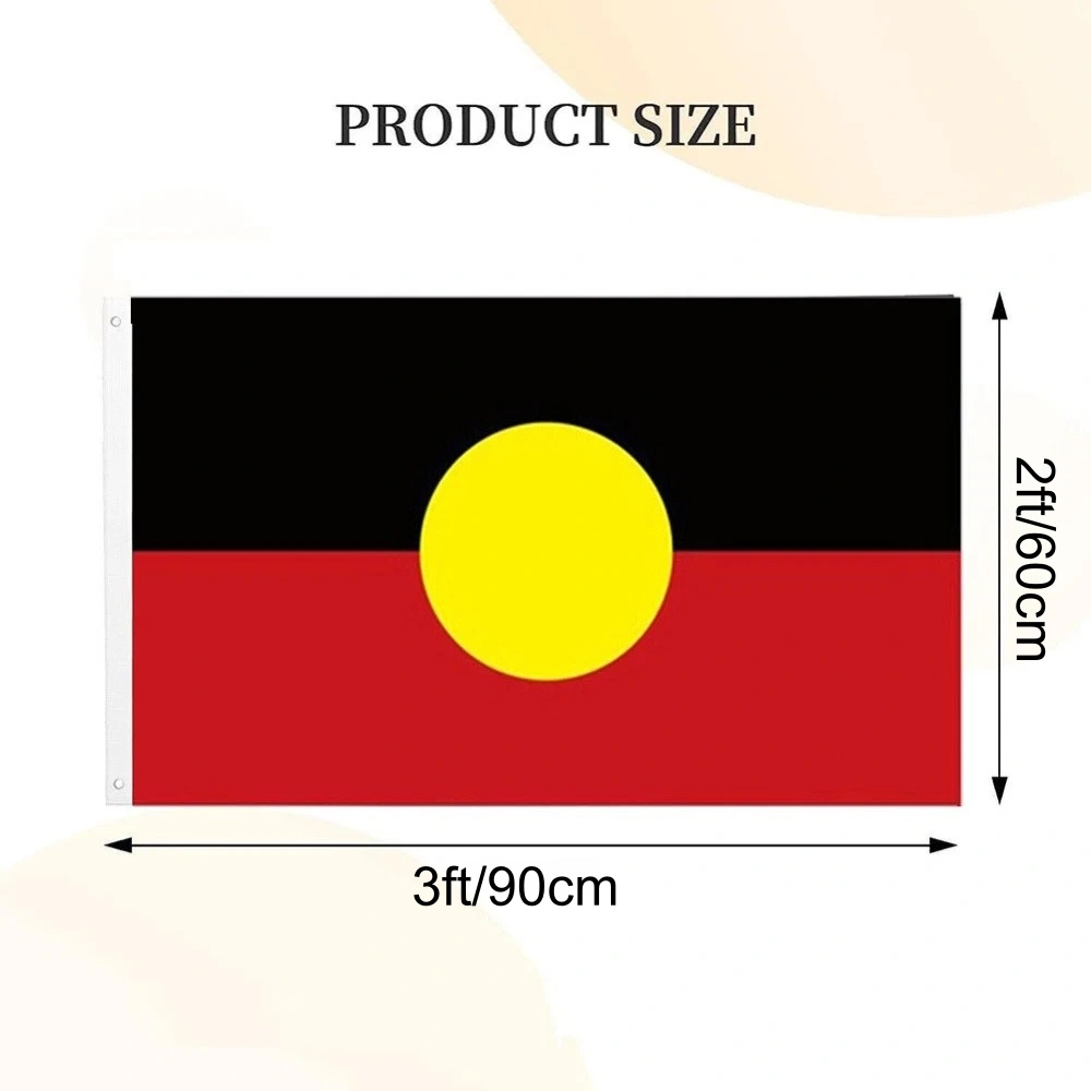 2PCS Australian Aboriginal Flag 60x90cm (2x3FT) with Brass Grommets - Indigenous Outdoor Garden Yard Banner view 3