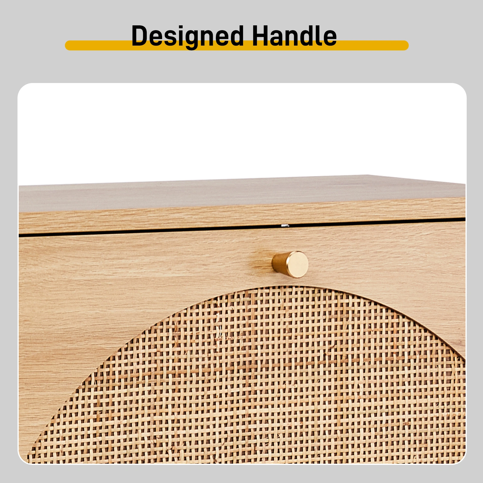 2-Tier Shoe Cabinet 8-Bucket, Arched Rattan Front, Density Board, 105x24x98cm, Original Wood Color view 7