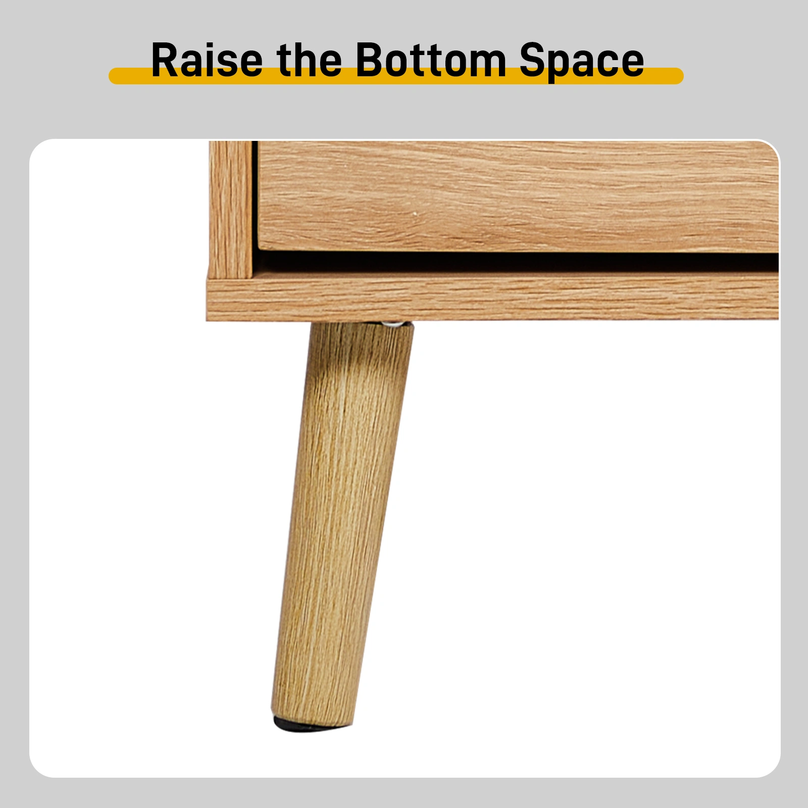 2-Tier Shoe Cabinet 8-Bucket, Arched Rattan Front, Density Board, 105x24x98cm, Original Wood Color view 9