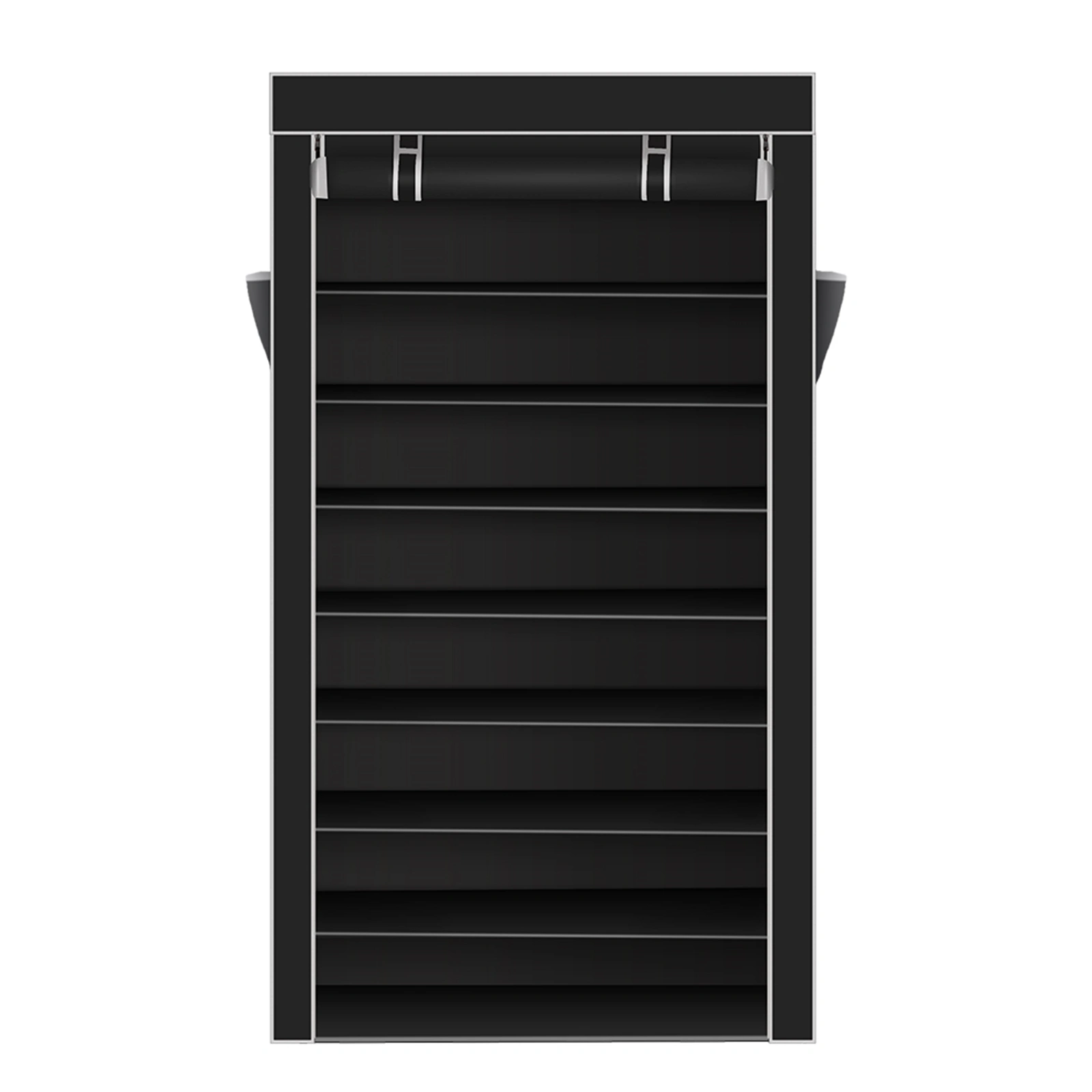 10 Tiers Shoe Rack with Dustproof Cover Closet Shoe Storage Cabinet Organizer Black view 3
