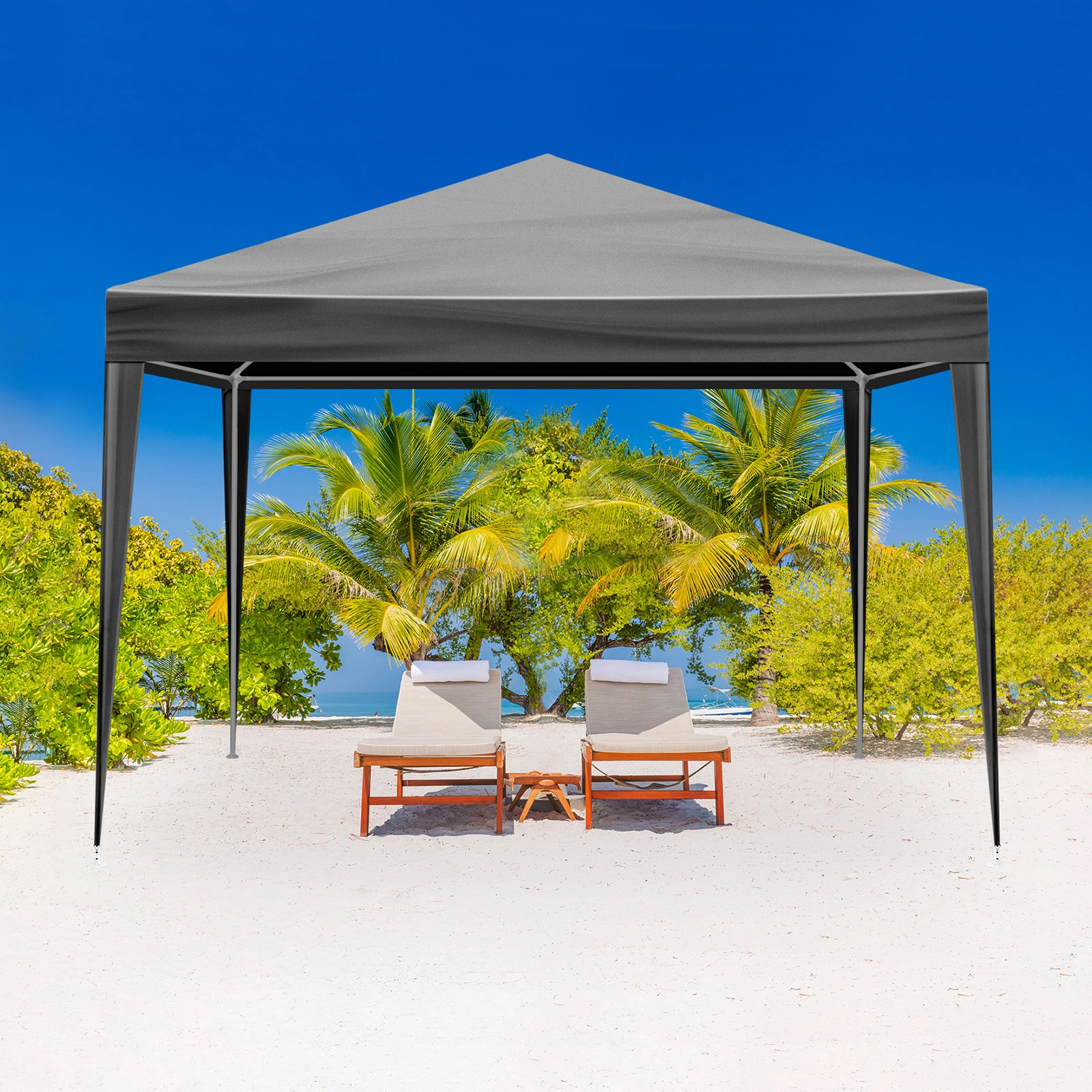 10×10ft Black Outdoor Canopy Gazebo with 4 Removable Side Panels, 2 Zipper Doors and 2 Mesh Windows, Heavy Duty PE Cloth, Powder Coated Iron Pipes for Backyard Party Camping view 17