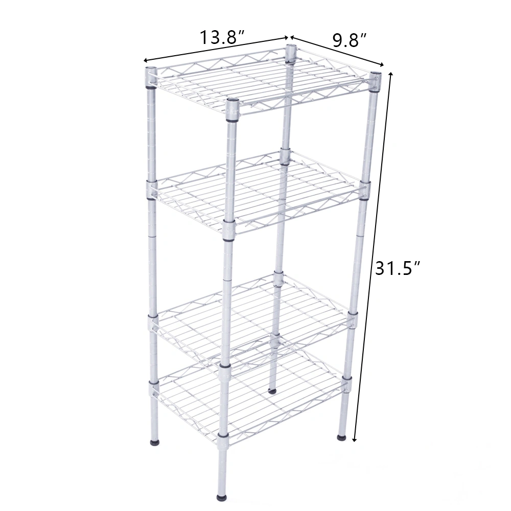 XM-207S Rectangle Carbon Steel Metal Assembly 4-Shelf Storage Rack Silver Gray view 17