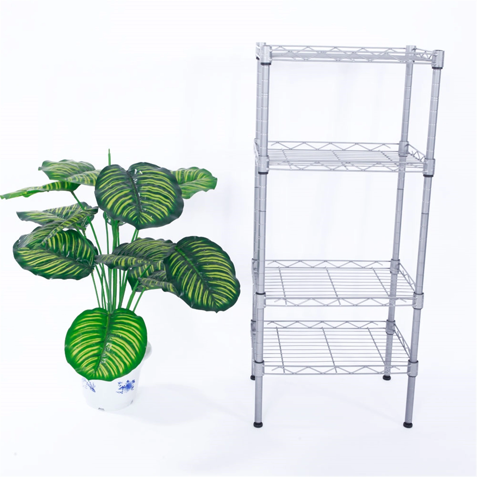 XM-207S Rectangle Carbon Steel Metal Assembly 4-Shelf Storage Rack Silver Gray view 7