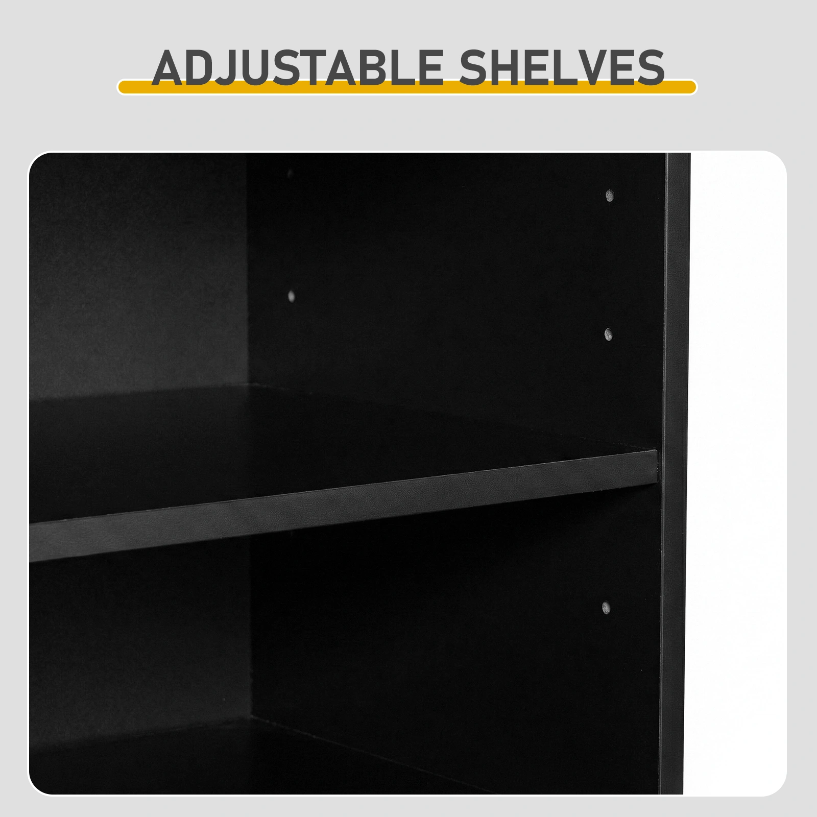 Shoe cabinet with 2 doors, 5 open compartments, and a tabletop with a back panel; made of MDF; 116*35.5*107cm; black view 7