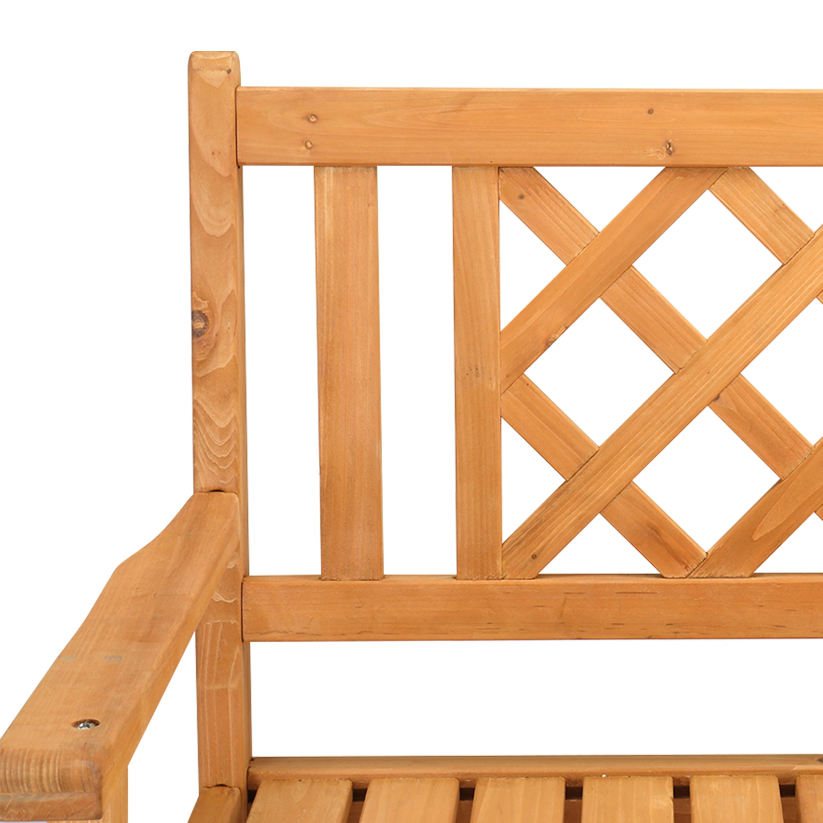 118*56.5*90cm Outdoor Garden Fir Grid Back Wooden Bench Burlywood view 11