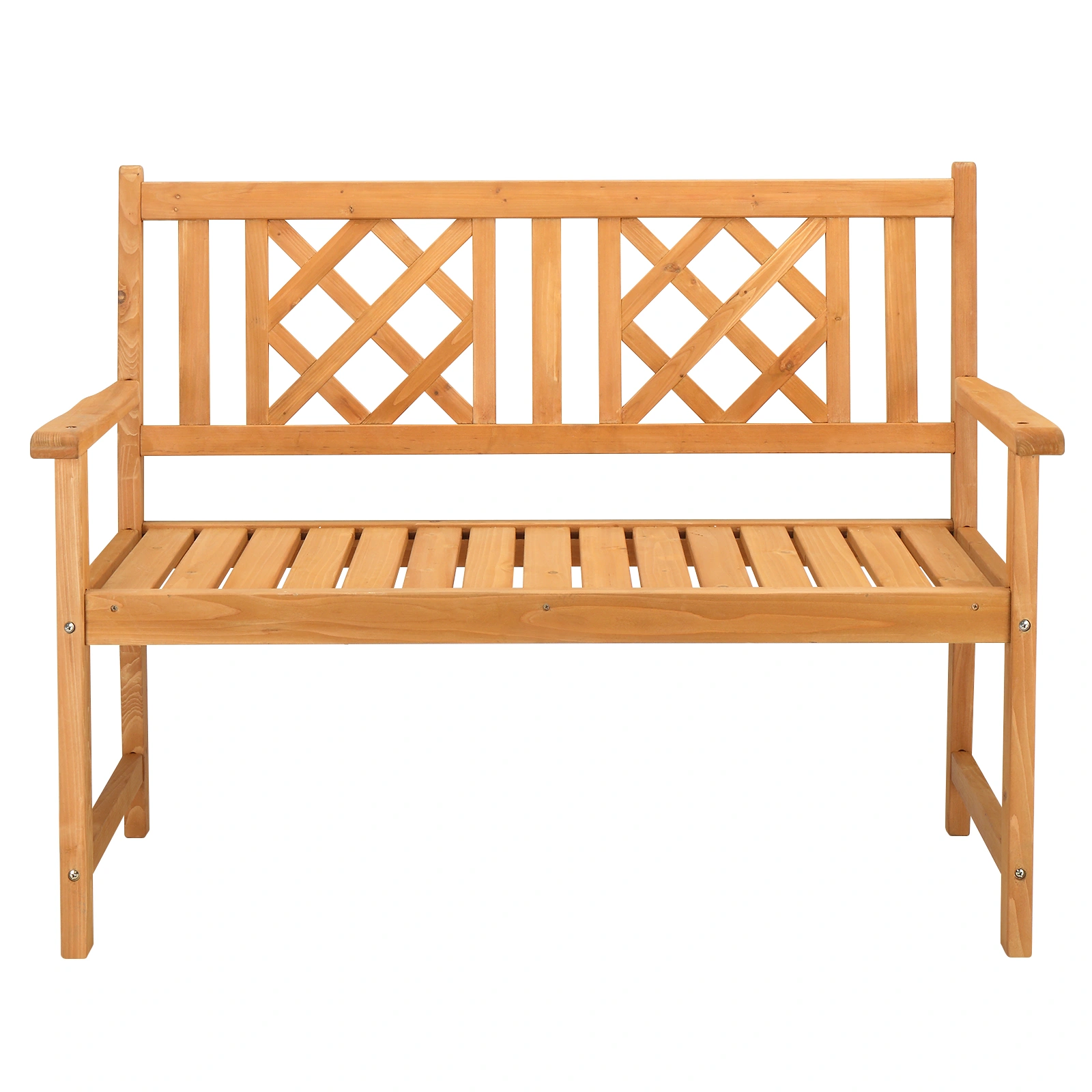 118*56.5*90cm Outdoor Garden Fir Grid Back Wooden Bench Burlywood view 6