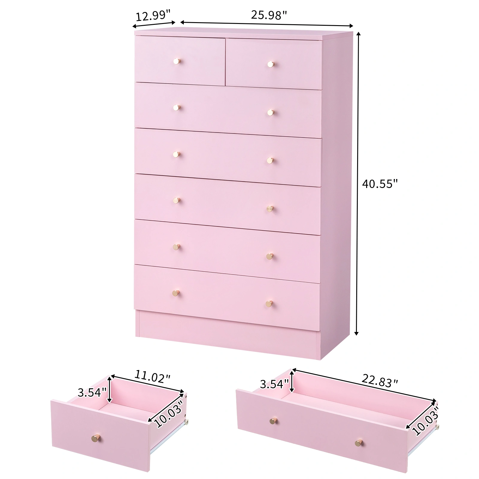Modern Simple 7-Drawer Dresser Pink view 11