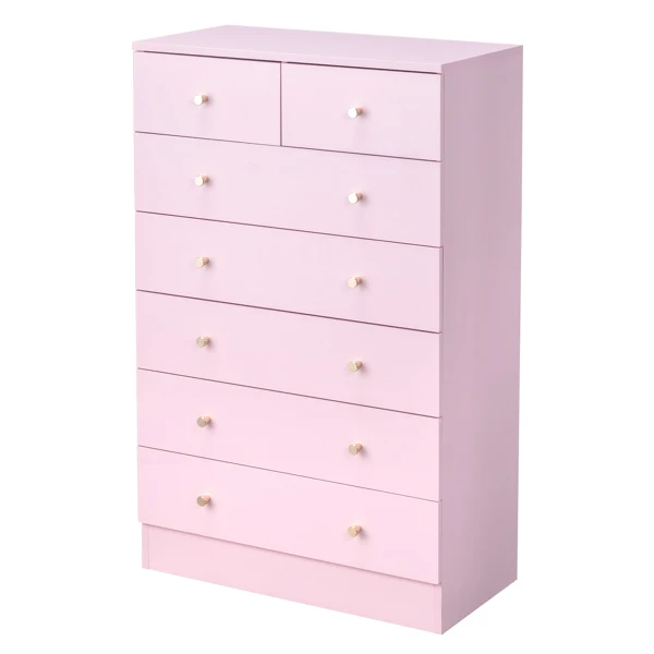 Modern Simple 7-Drawer Dresser Pink view 5