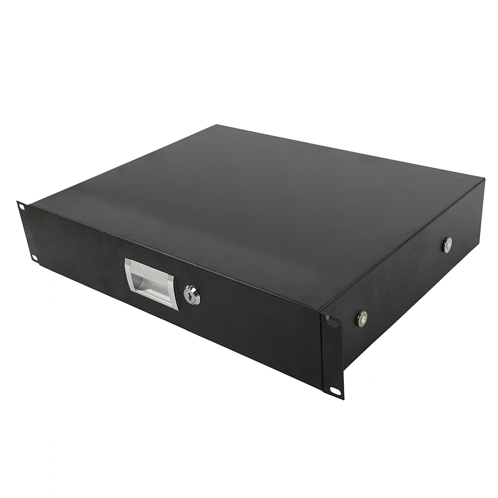 19" 2U Steel Plate DJ Drawer Equipment Cabinet with Keys Black view 10