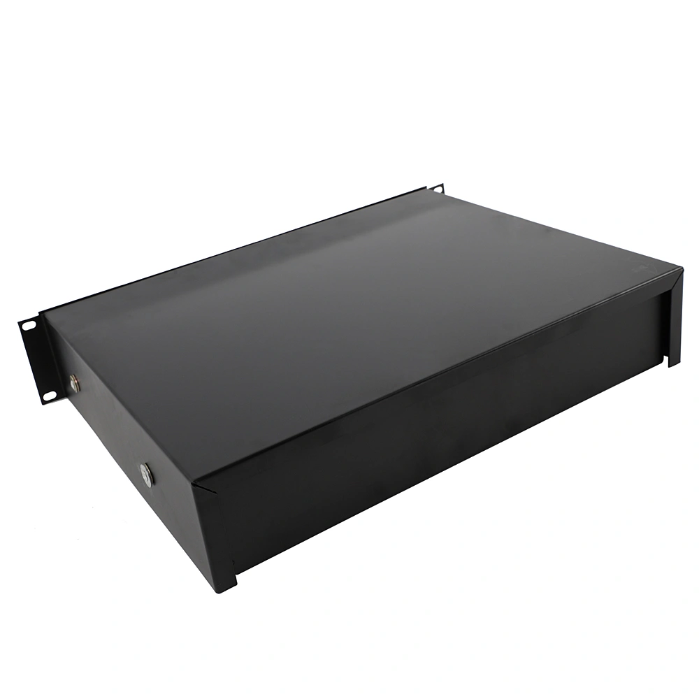 19" 2U Steel Plate DJ Drawer Equipment Cabinet with Keys Black view 12