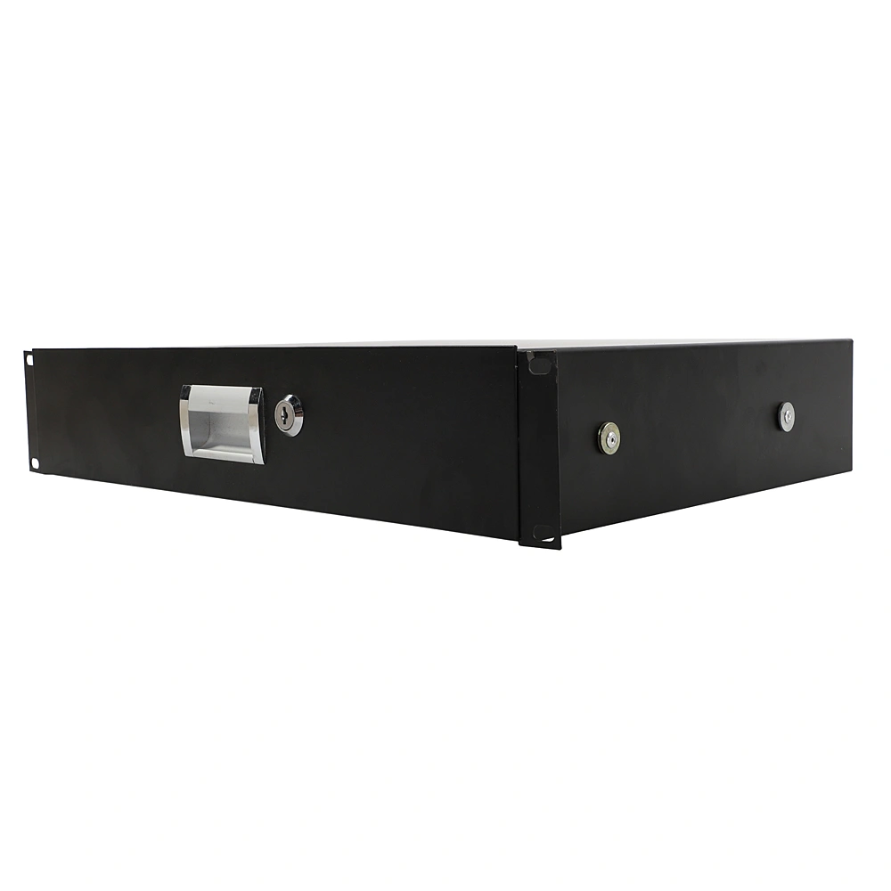 19" 2U Steel Plate DJ Drawer Equipment Cabinet with Keys Black view 3