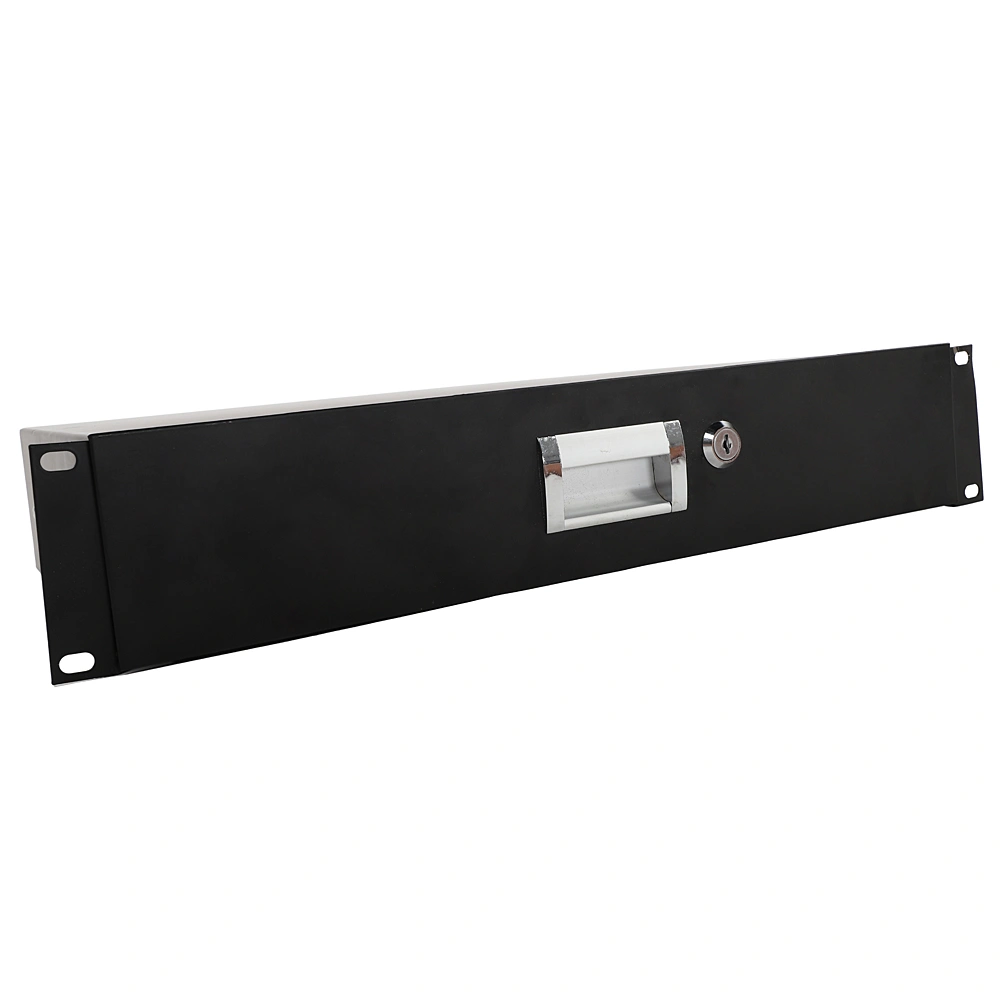 19" 2U Steel Plate DJ Drawer Equipment Cabinet with Keys Black view 4