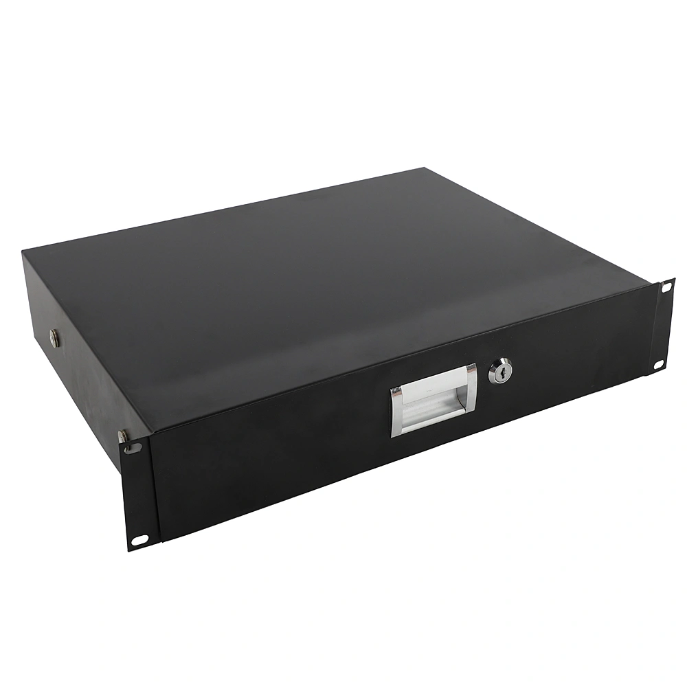 19" 2U Steel Plate DJ Drawer Equipment Cabinet with Keys Black view 7