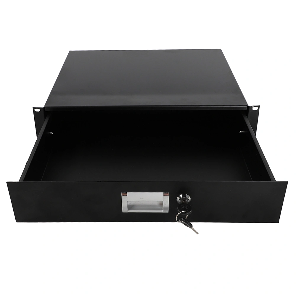 19" 2U Steel Plate DJ Drawer Equipment Cabinet with Keys Black view 9